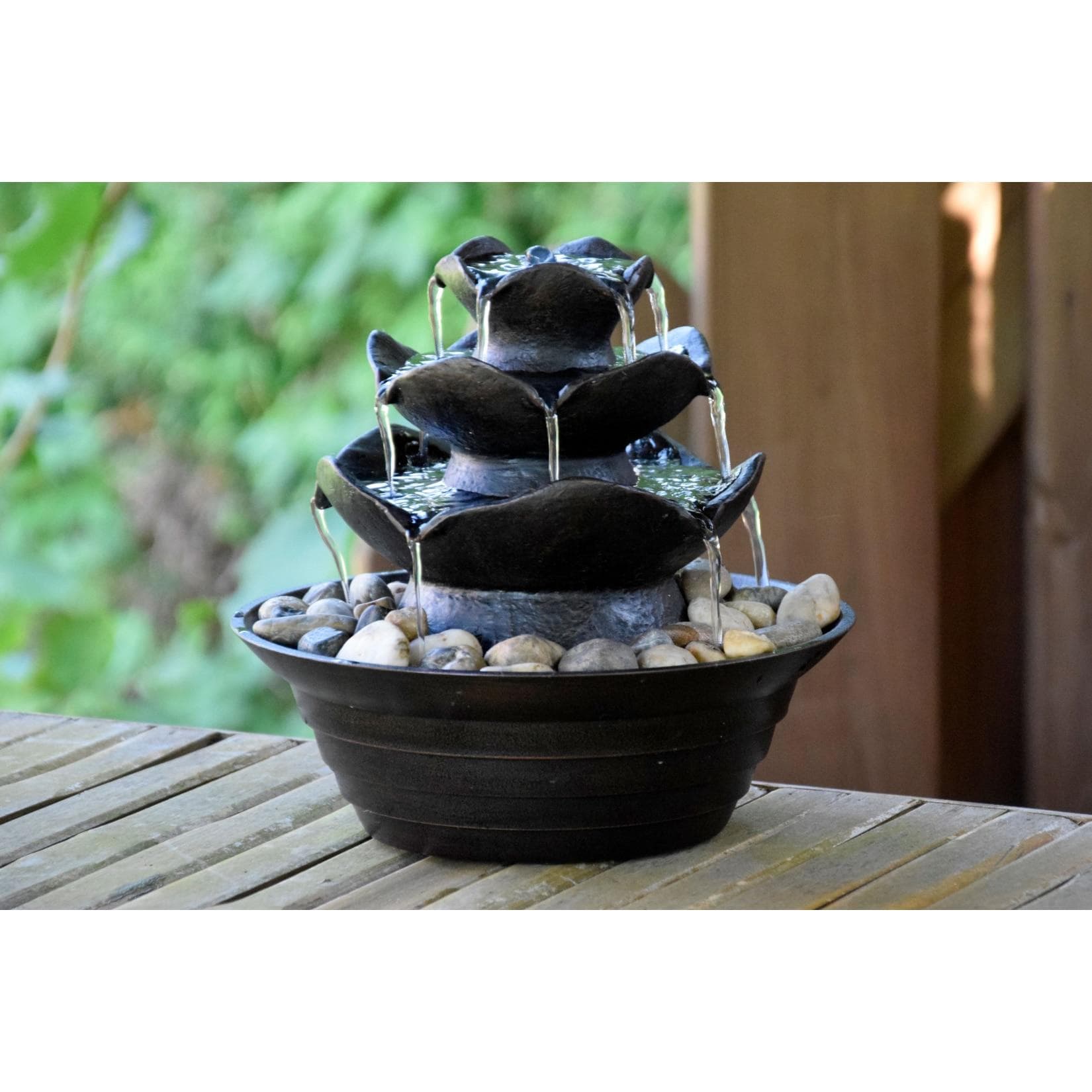 Dobar Zimmerbrunnen Schwarz Polyresin 4 Schalen
