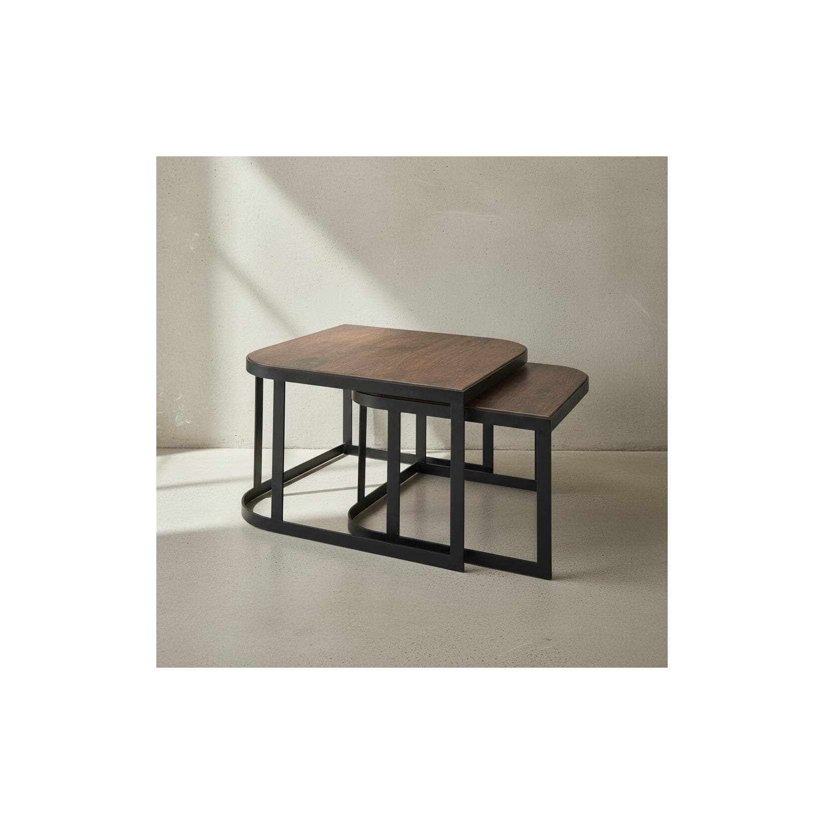 KADIMA DESIGN TIMAVO Beistelltisch-Set Mango-Massivholz & Eisen