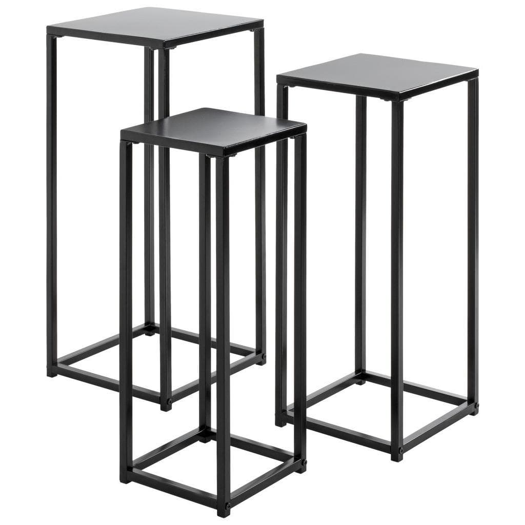 HAKU Blumentischset 3-tlg. Schwarz Metall Rechteckig