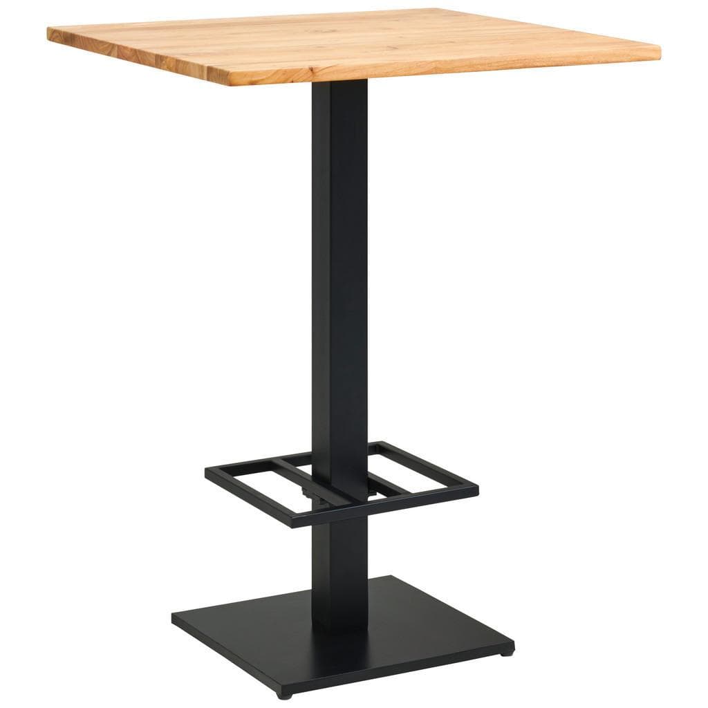 Mid.you Bartisch Schwarz Akazie Holz Metall quadratisch 80x105x80 cm