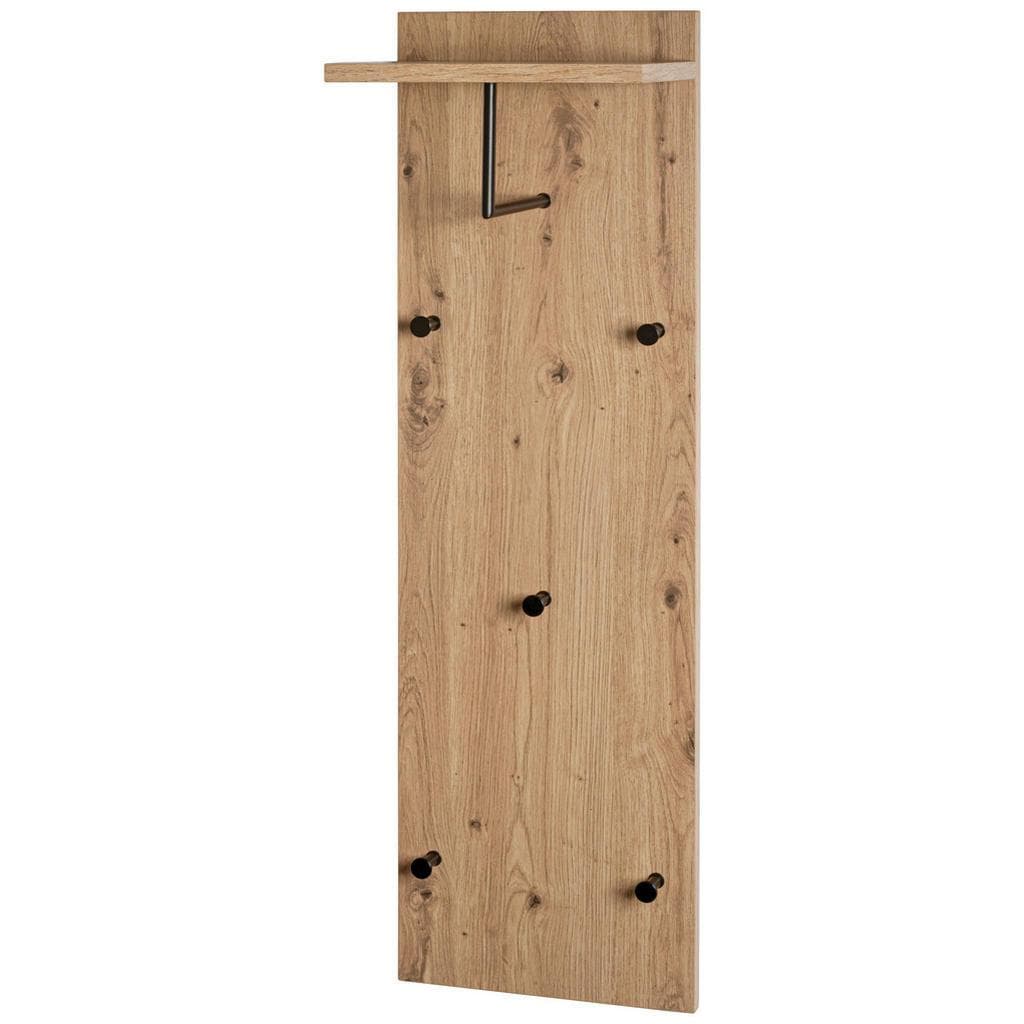 Wandgarderobe Artisan Eiche mit 5 Haken, Kleiderstange und Hutablage