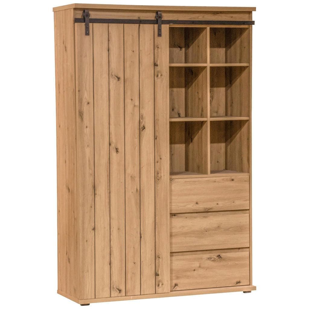 Landscape Highboard Schwarz Eiche Metall Holzwerkstoff