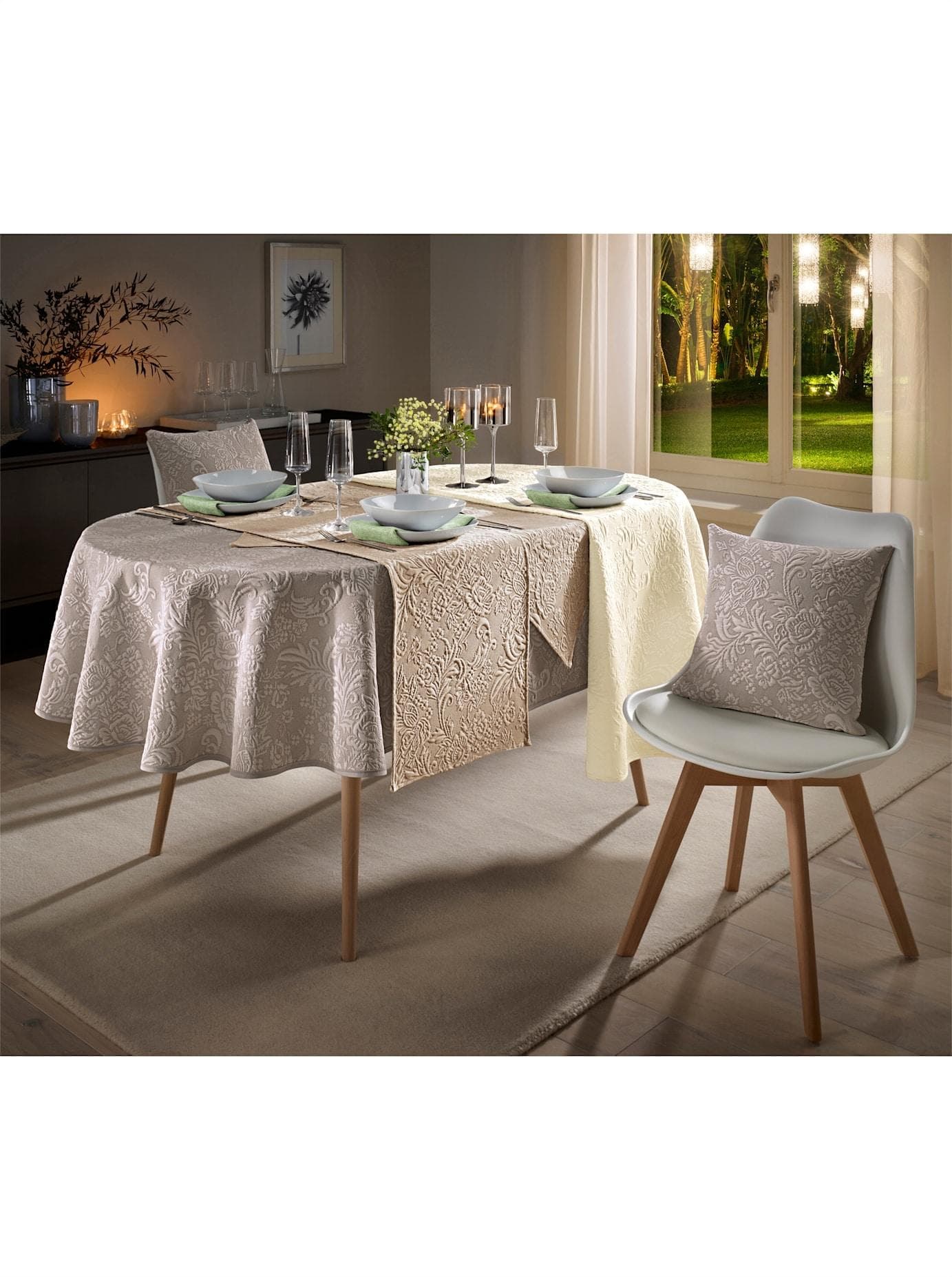 Tischdecke Grau Taupe 140x40cm