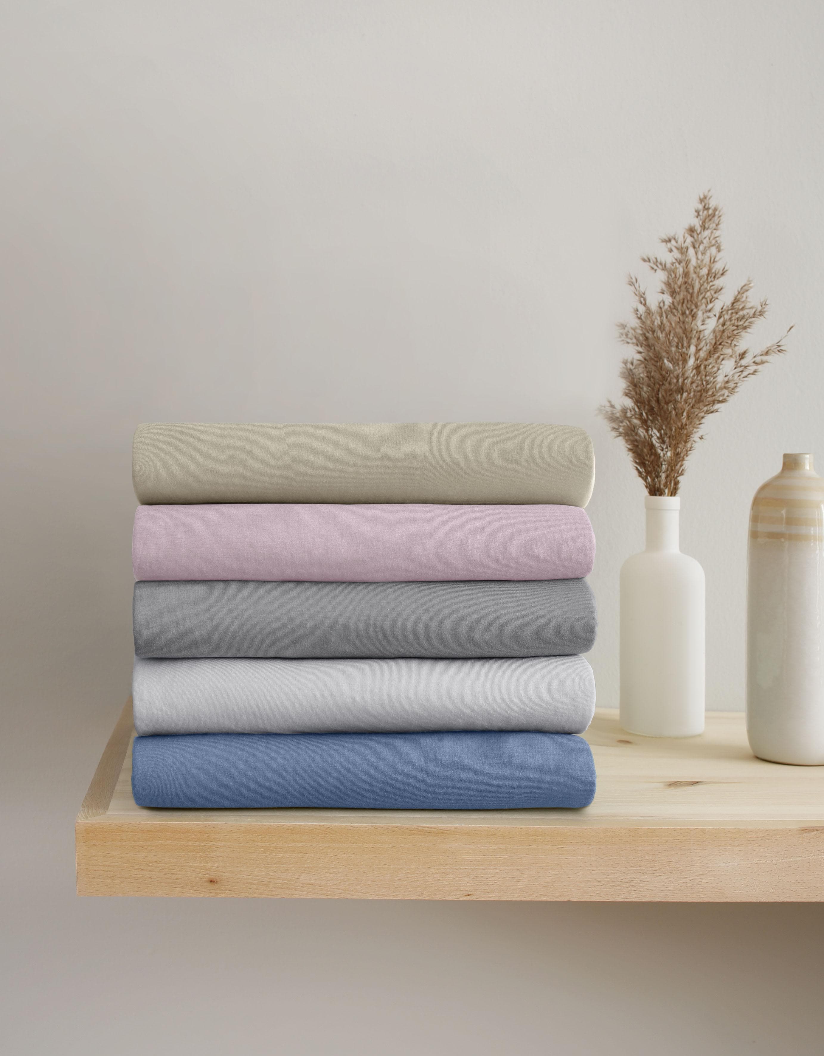 OTTO HOME Spannbettlaken Big Stripe Jersey Grau Bio-Baumwolle