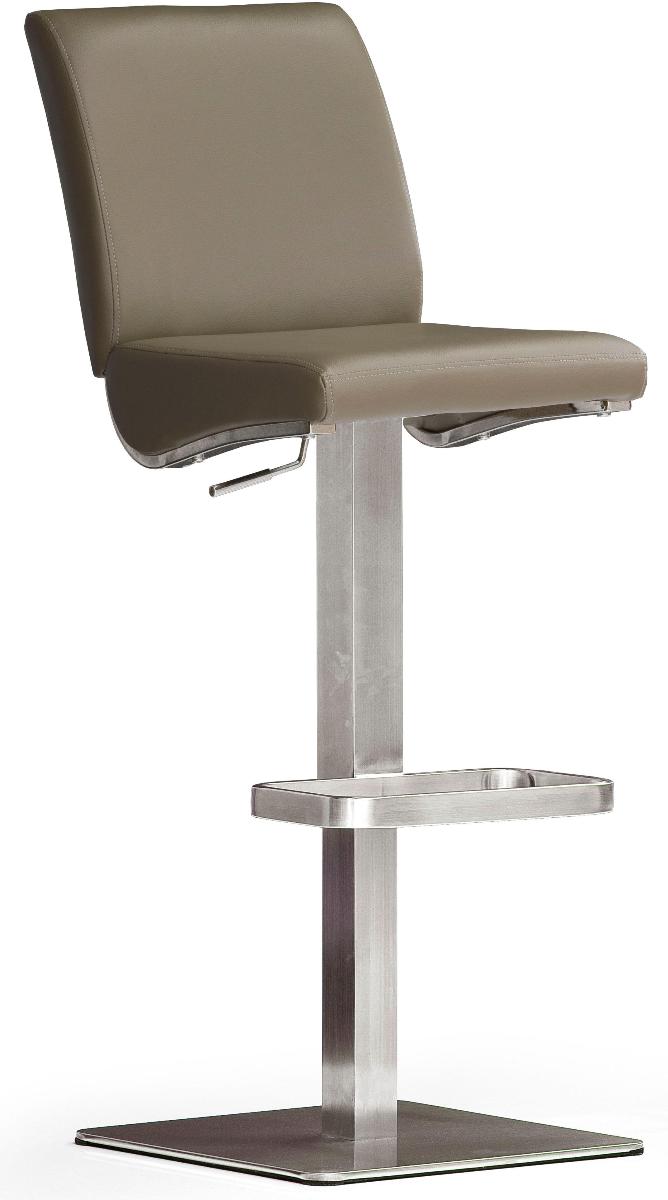 MCA FURNITURE Barhocker Bistrostuhl Leder Cappuccino Edelstahl