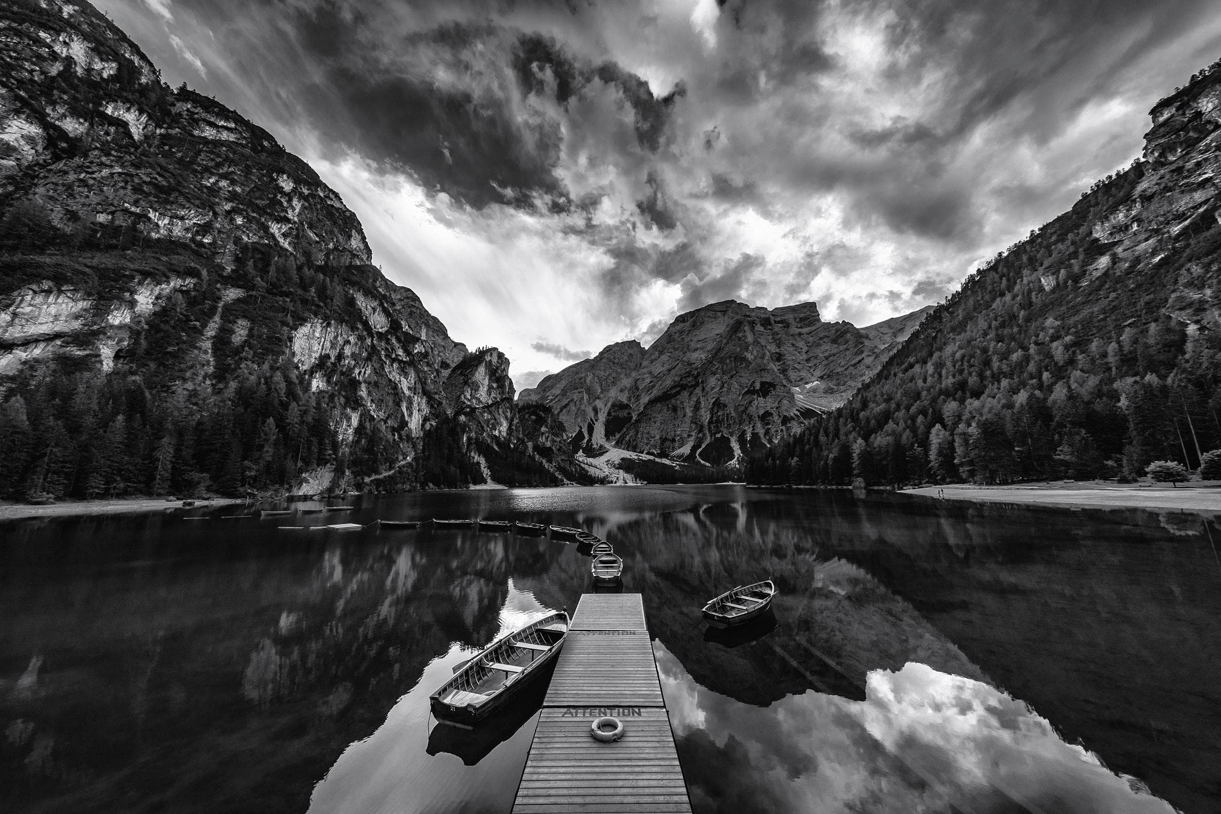 Fototapete PAPERMOON Photo-Art MARCO TAGLIARINO BRAIES GRAUSTUFEN bunt Vlies 5m x 2,8m