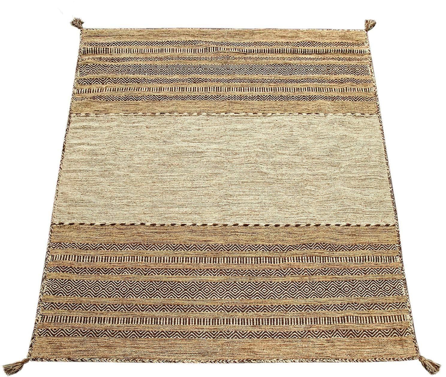 PACO HOME Kilim 217 Teppich beige handgewebt
