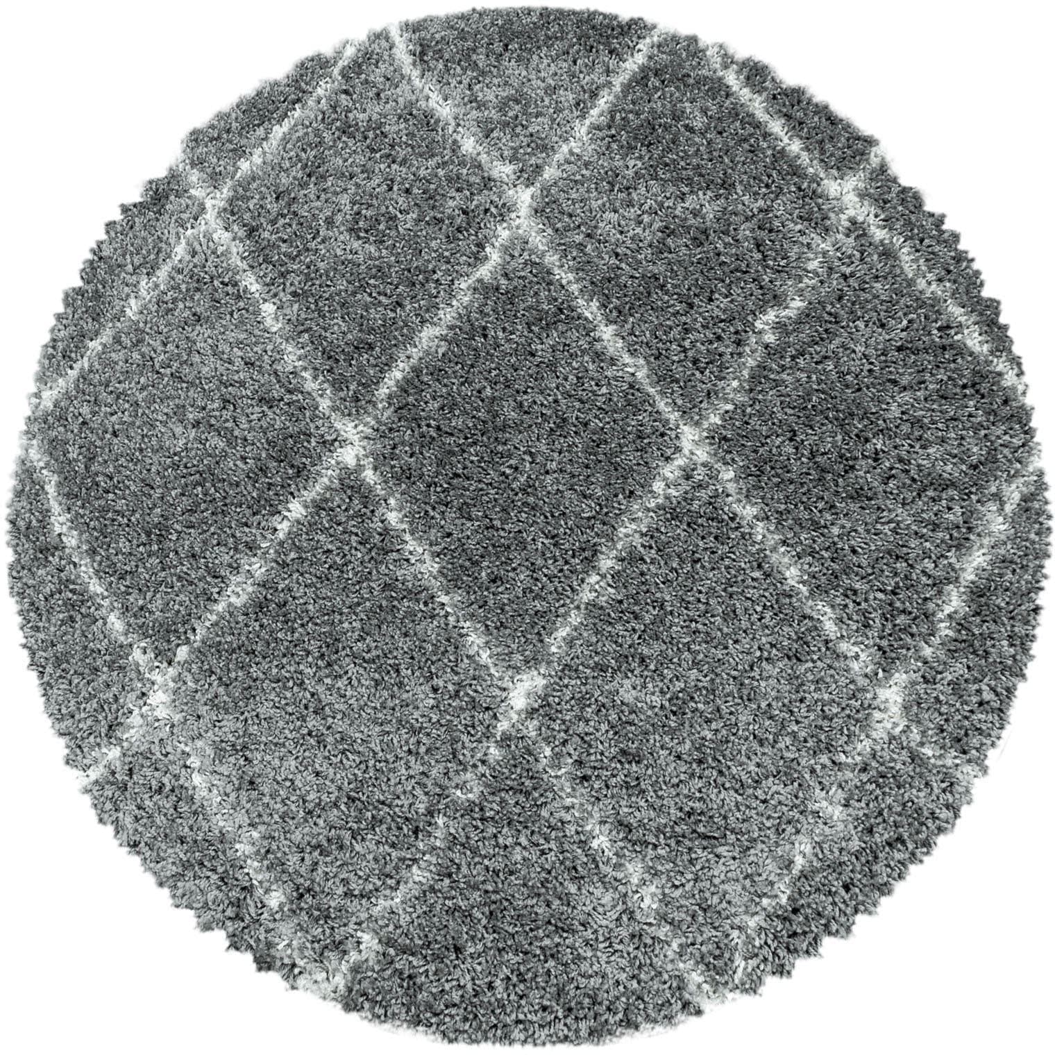 AYYILDIZ Teppiche ALVOR 3401 Hochflor-Teppich Grau Rund