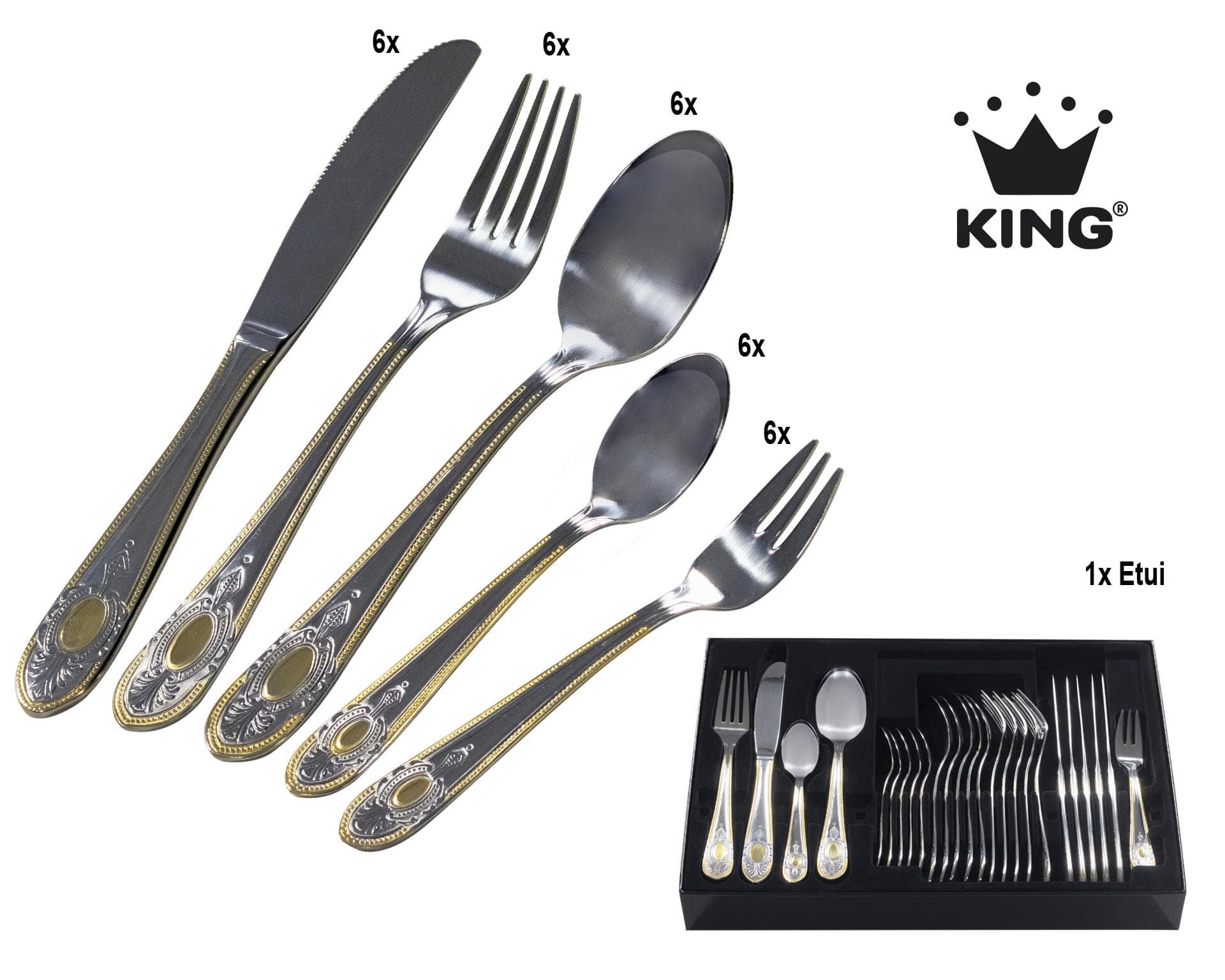 Besteck-Set KING »VIERAILLA GOLD« Silber 31-tlg. Edelstahl 18/0