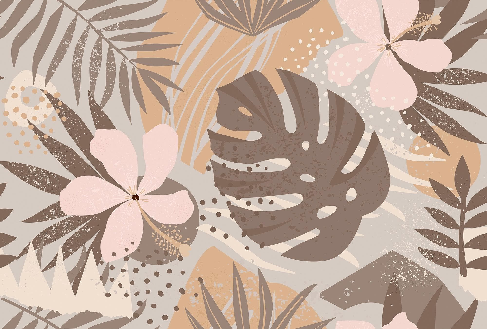 LIVING WALLS Fototapete ARTist Jungle Plants Beige Braun Rosa Vlies