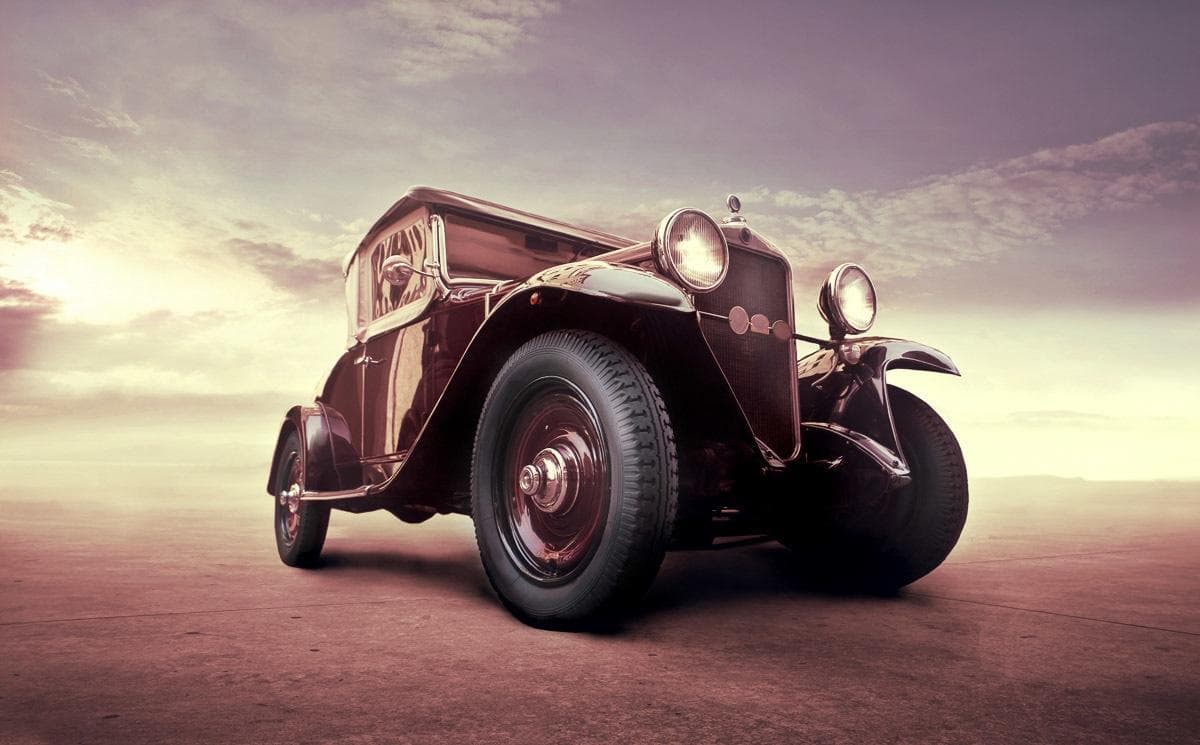 Fototapete PAPERMOON "Posing Oldtimer" Vliestapete 4,5x2,8m