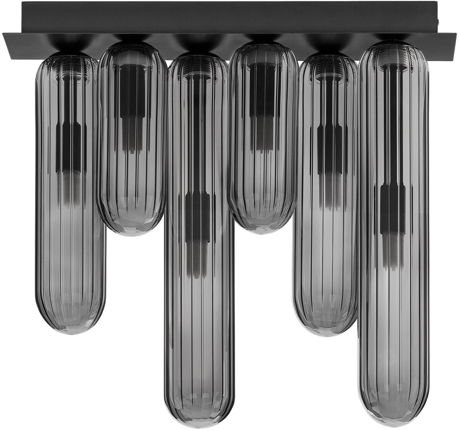 NOVA LUCE Deckenleuchte GUSTAVE Schwarz 6 Flammen Glas