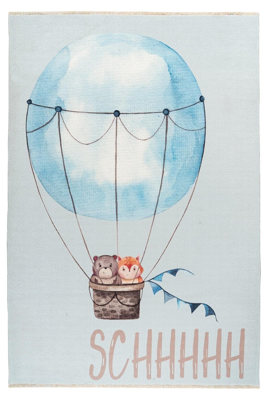 Kinderteppich Multi-Farben Kurzflor Heißluftballon
