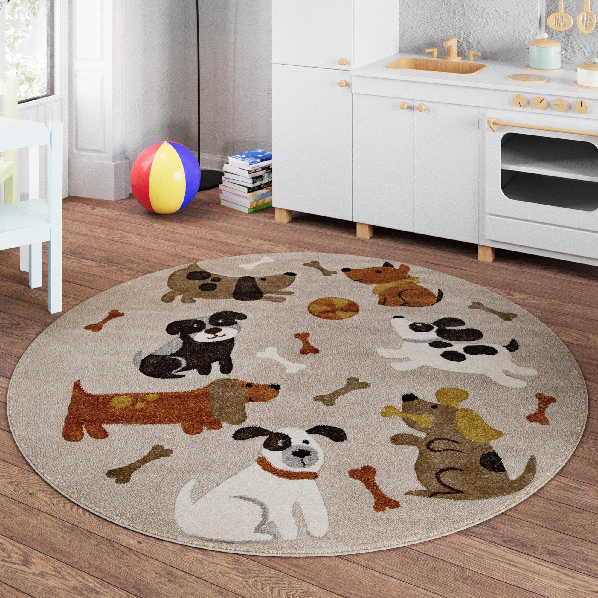SMART KIDS Kinderteppich Rocky & Friends Beige Braun Rund