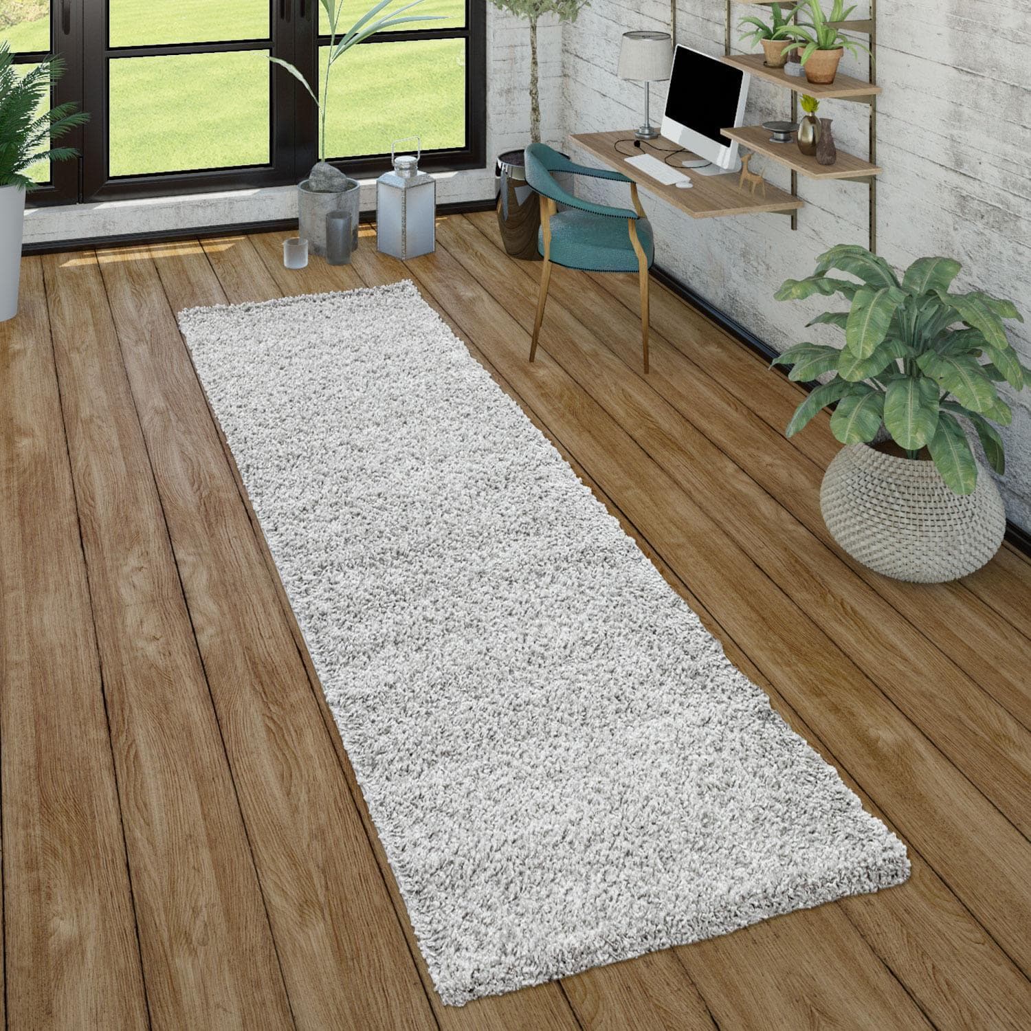 PACO HOME Hochflor-Teppich Sky 250 Grau Polypropylen