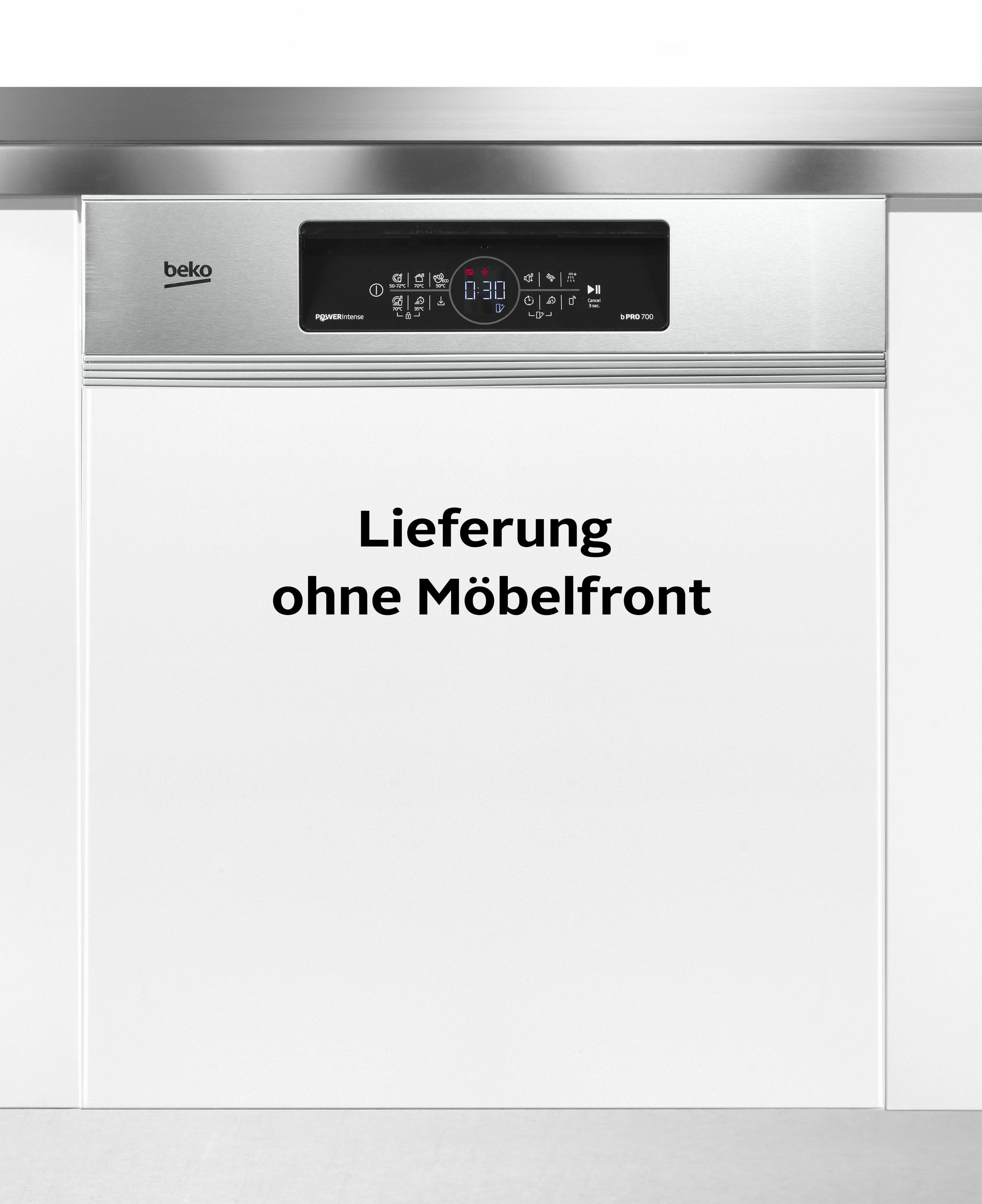 BEKO teilintegrierbarer Geschirrspüler BDSN36462XP PowerIntense-Technologie
