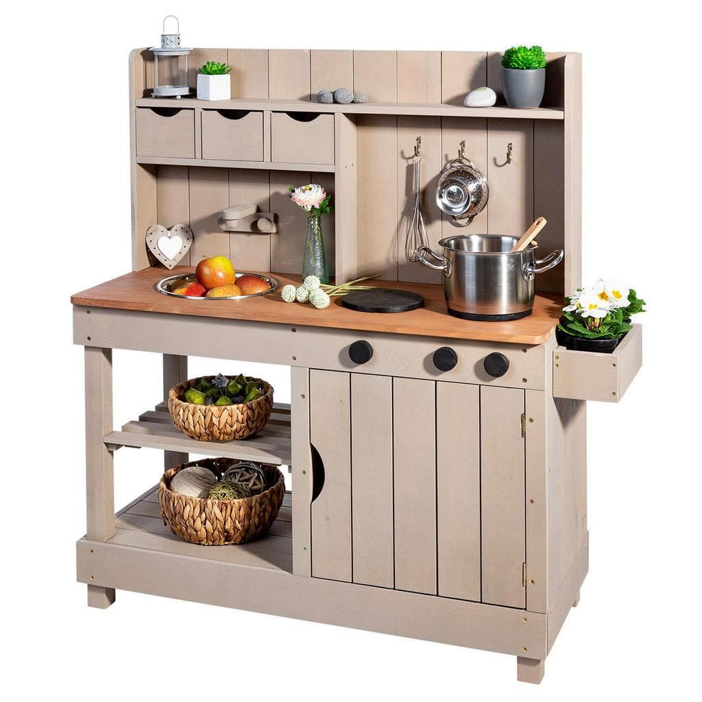 Muddy Buddy Matschküche Explorer Grau Outdoor Holz