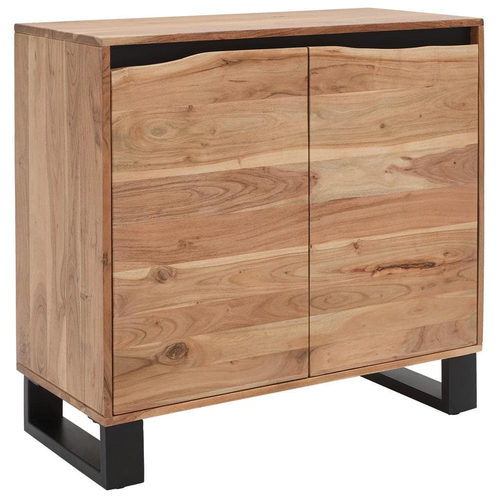 Livetastic Sideboard Schwarz Akazie Holz Metall