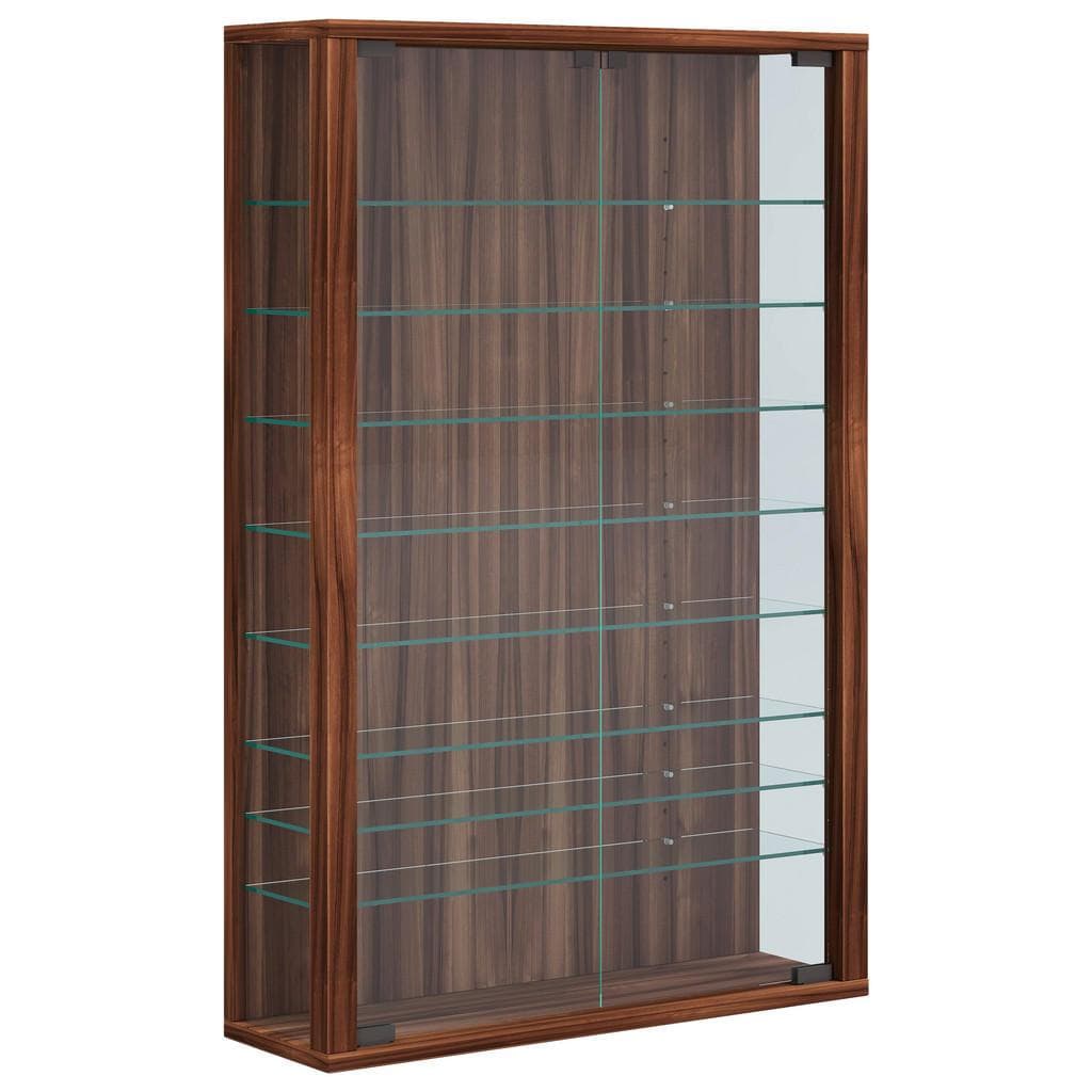 VCM Glasvitrine hängend Vitrosa Nussbaum ESG-Sicherheitsglas 8 Fächer