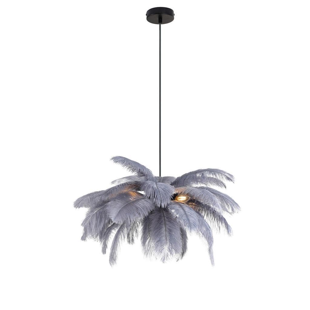 Novel Hängeleuchte Grau Schwarz Metall Textil Federn