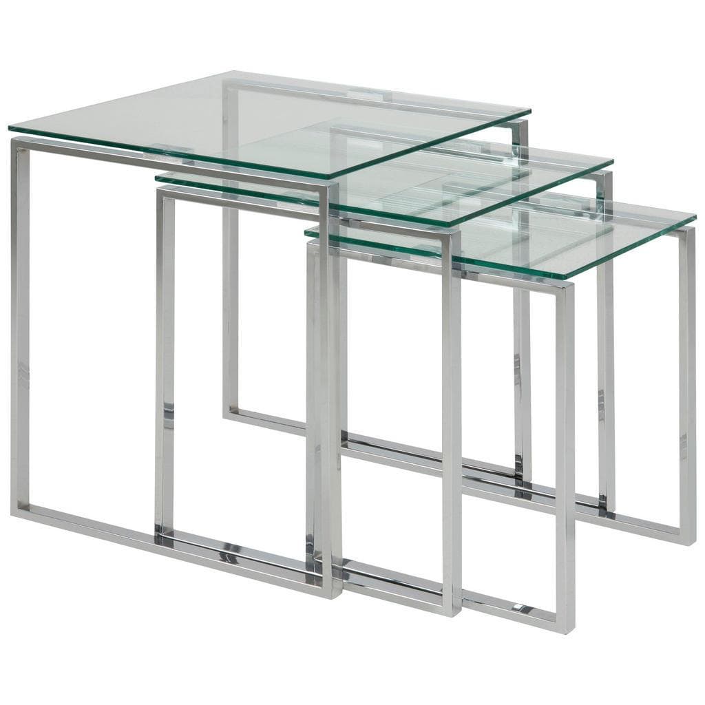 Beistelltischset Katrine 3-teilig Glas Chrom