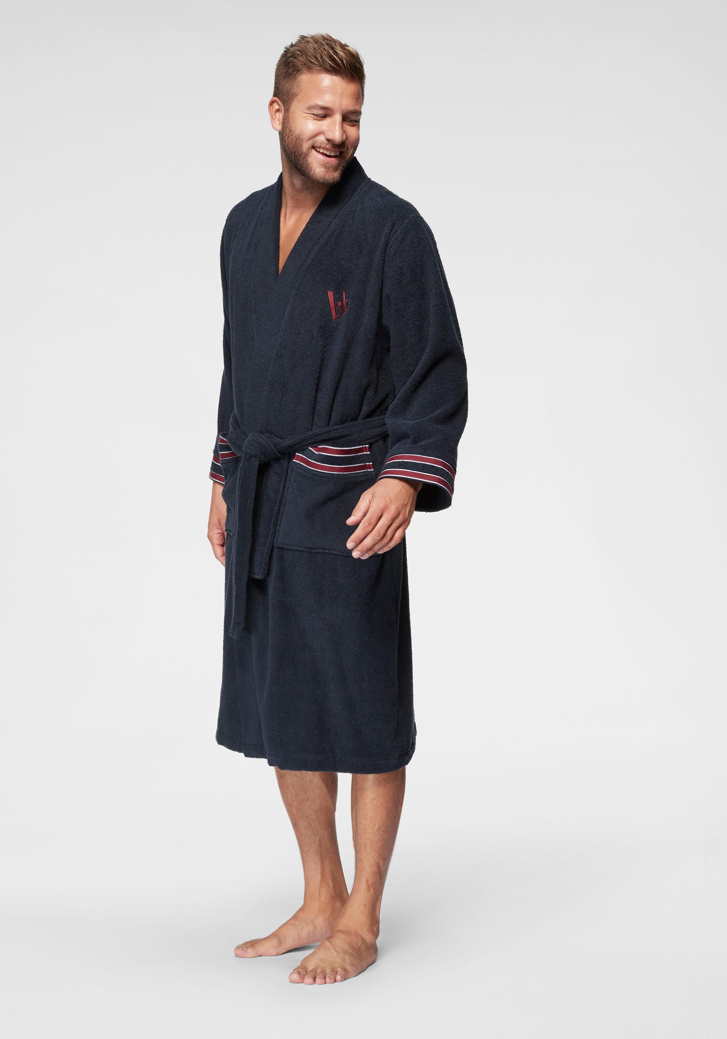 Herrenbademantel Bruno Banani Roy Marine Walkfrottee 125 cm