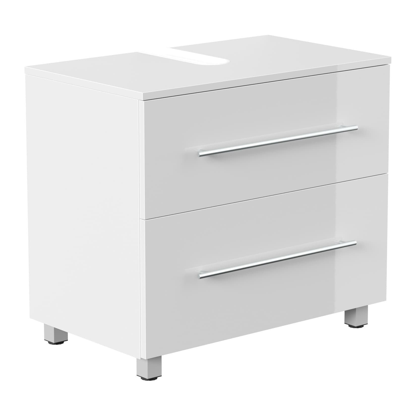 Moderner Waschbeckenunterschrank aus Hochglanzlack, Weiß, 70 cm