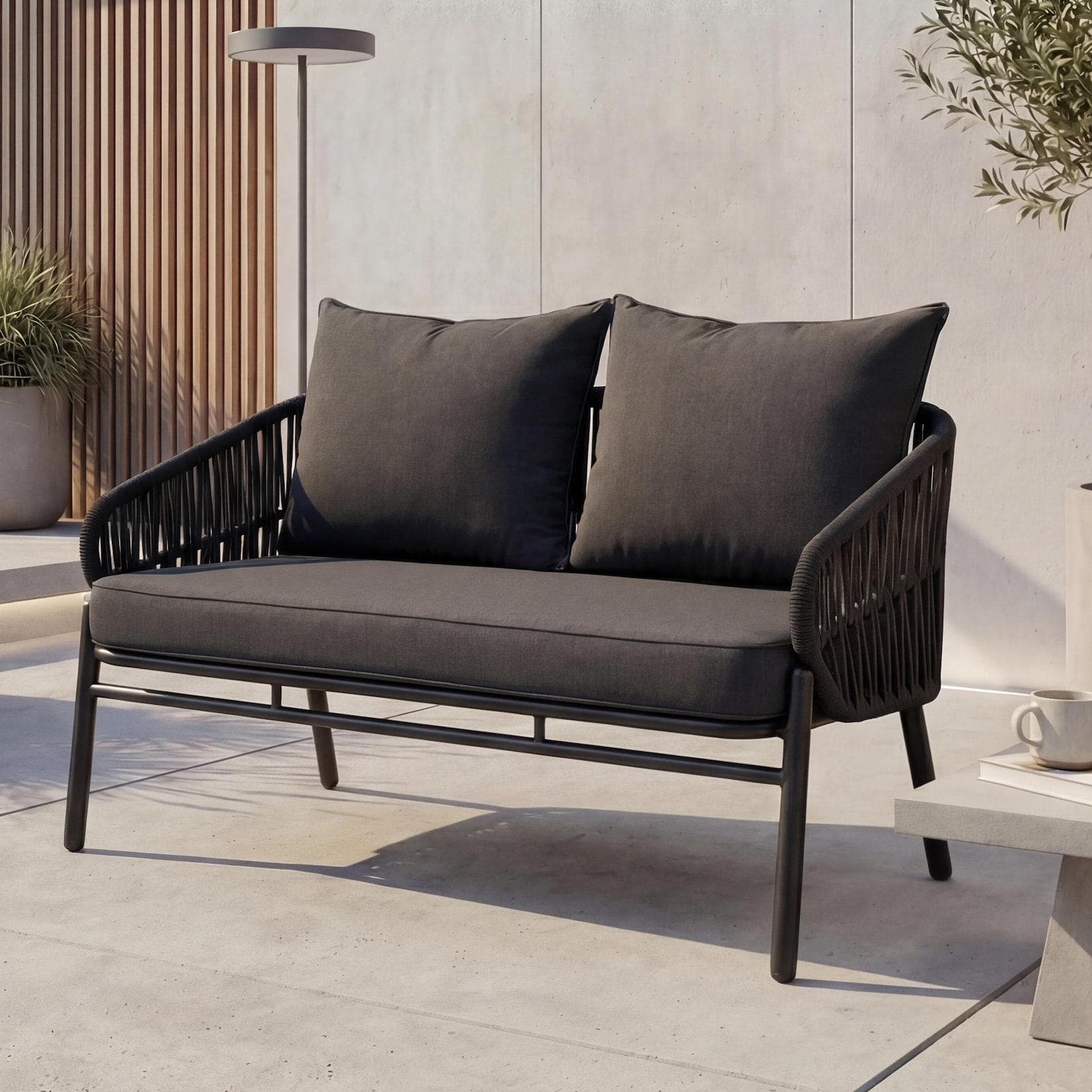 Aluminium Gartenbank MCW-P90 Outdoor Sitzbank anthrazit