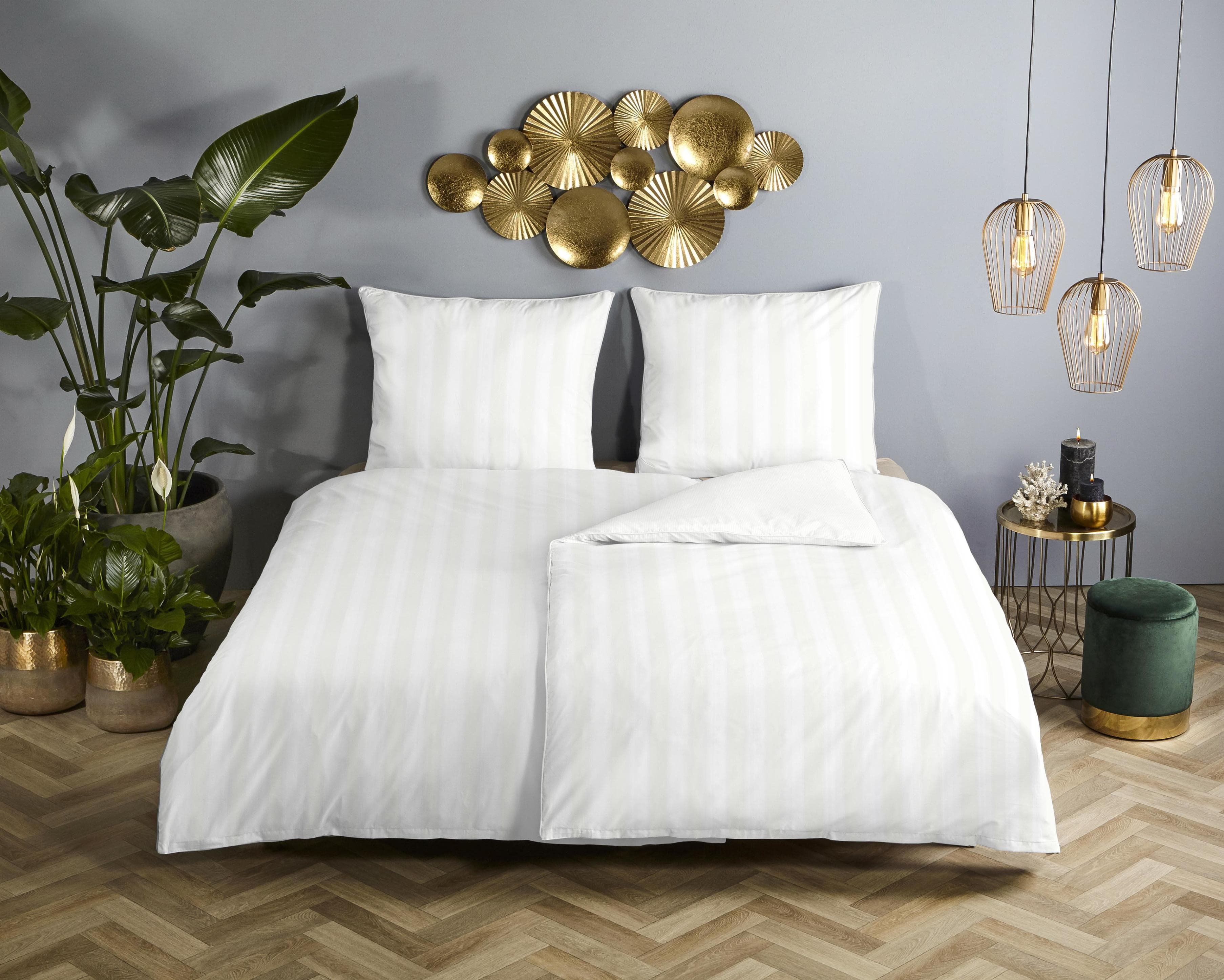 Wendebettwäsche DESCANSO Hotel Sevilla Weiß Satin 135x200cm