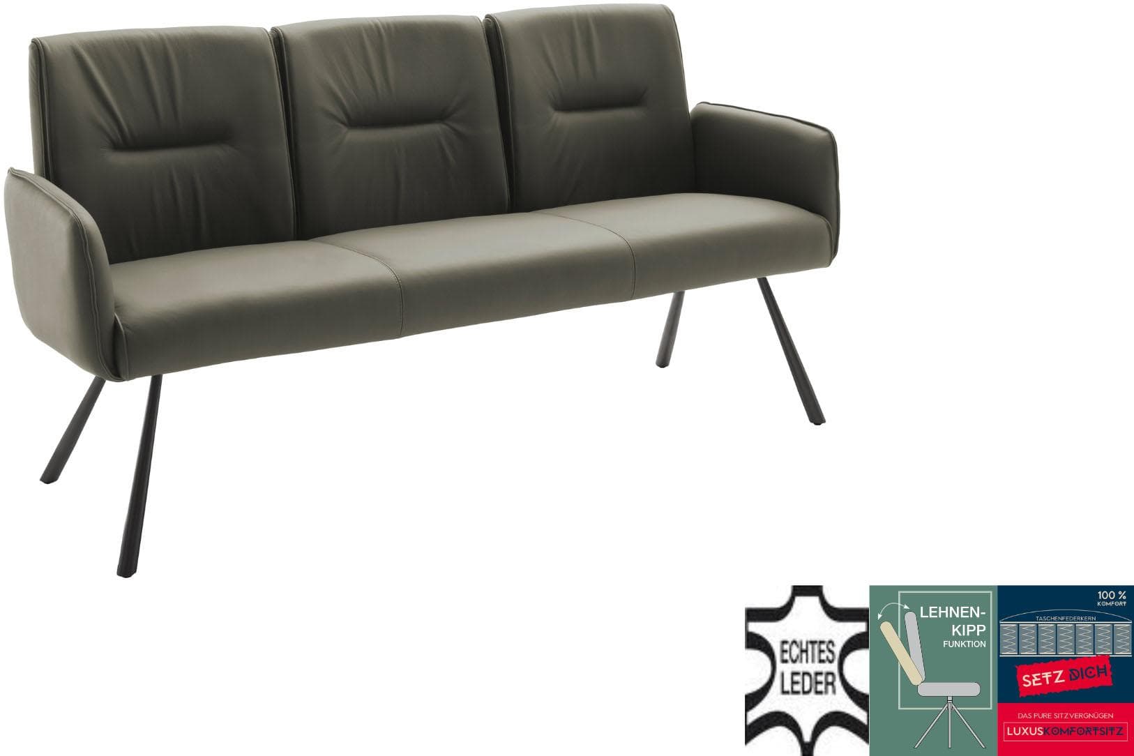 MCA FURNITURE Sitzbank Delane Leder Metall