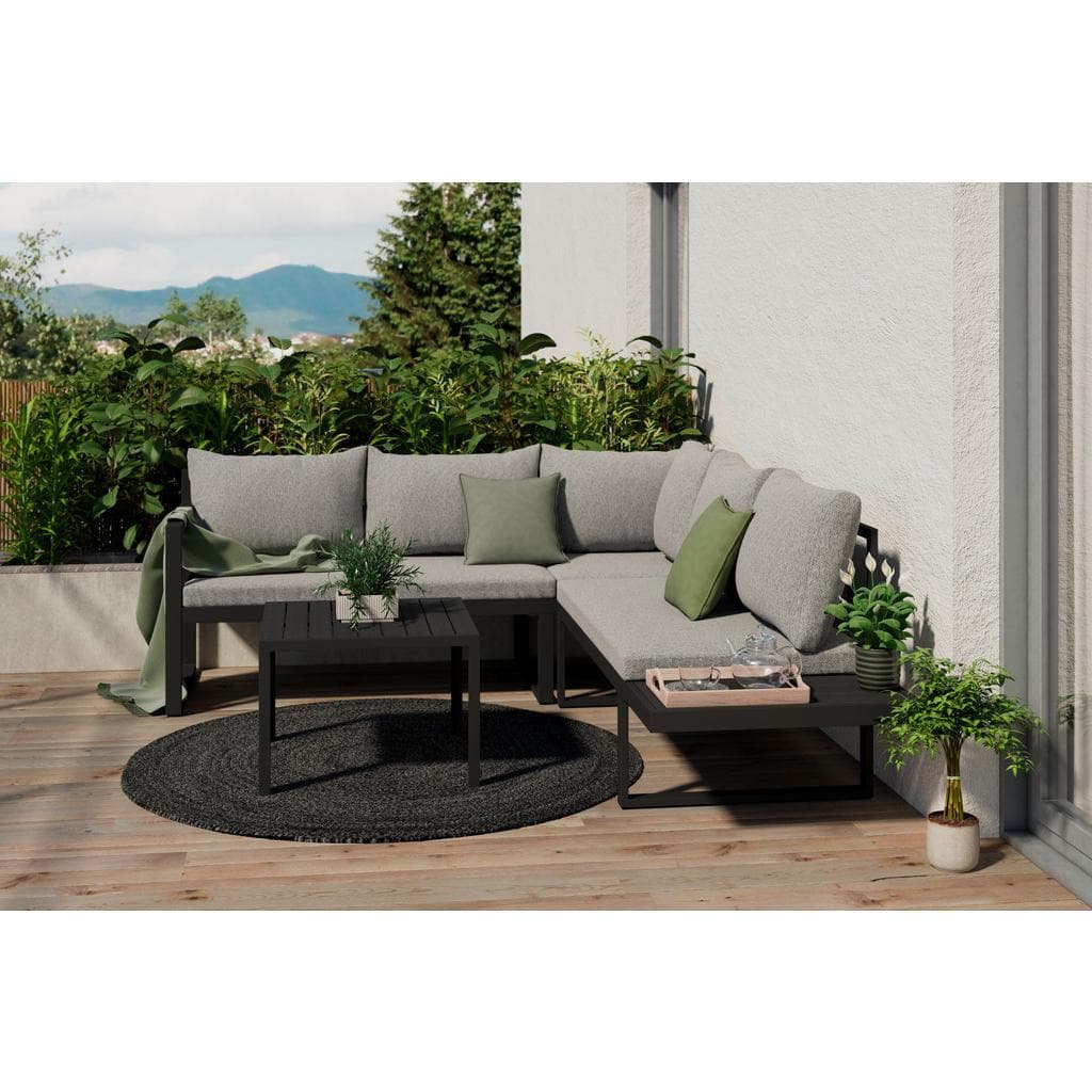 Ambia Garden Loungegarnitur Grau 3-teilig Aluminium Polywood