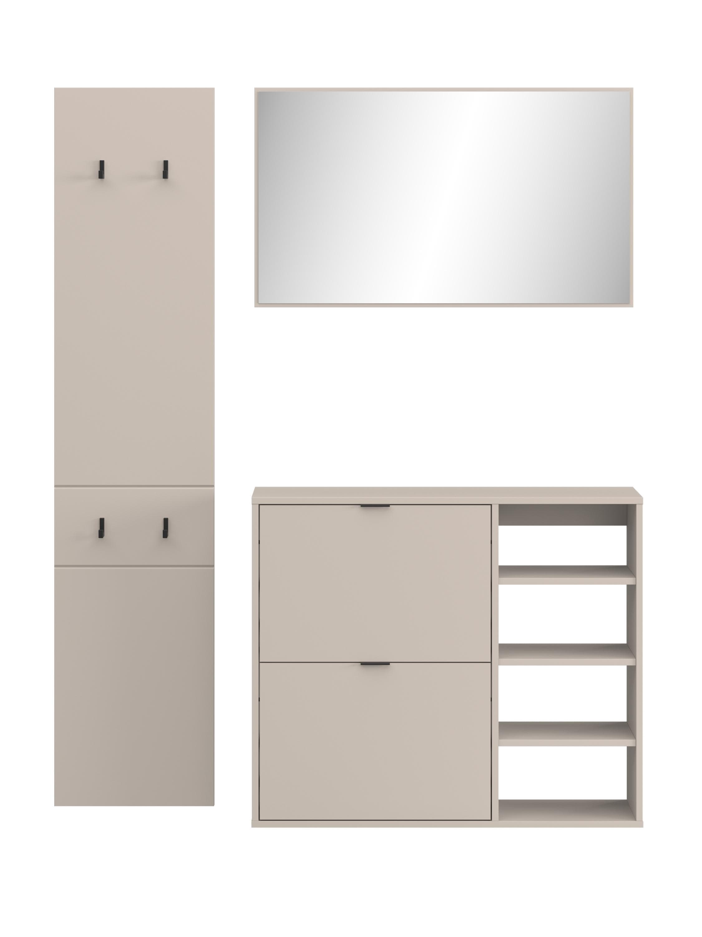 Garderobenset HARPER BEJAR mit Spiegel und Schuhkommode