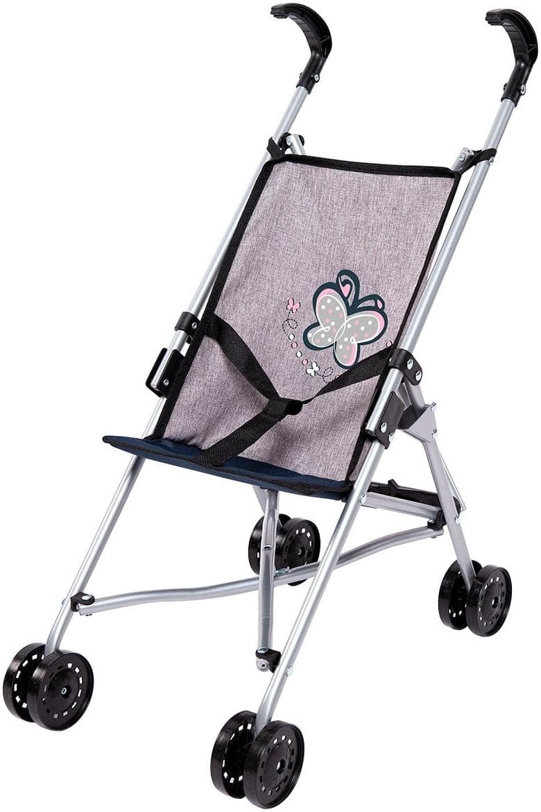 Bayer Puppenbuggy Grau - Robuster Puppenwagen mit Gurt