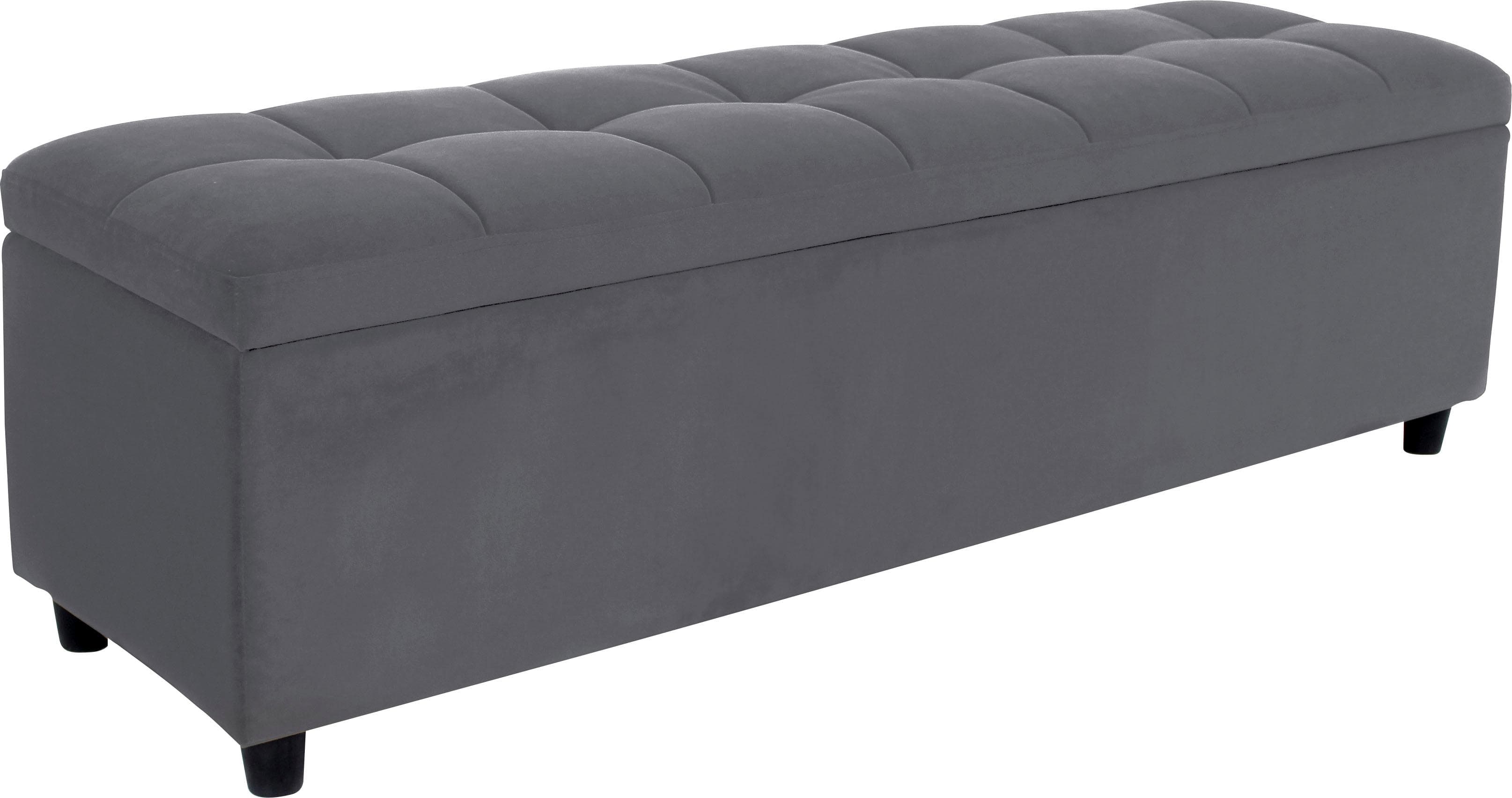 Bettbank Abgesteppt Grau mit Stauraum und Soft-Close