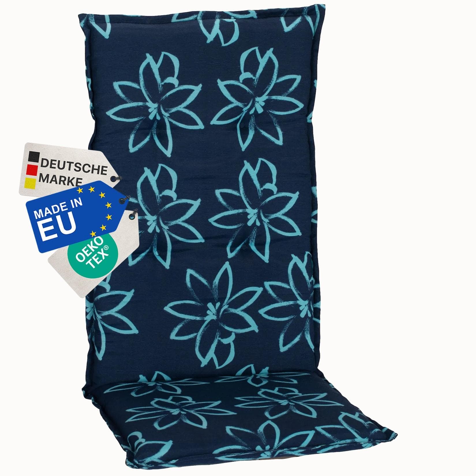 NYVI Gartenstuhl-Auflage Barcelona Hochlehner Blume Hellblau