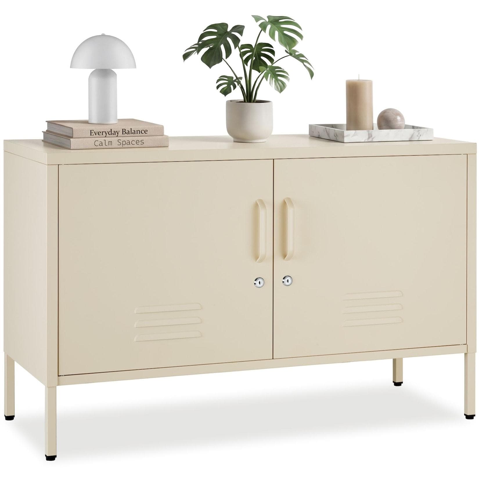 tectake Lowboard Sideboard 2 Türen abschließbar beige