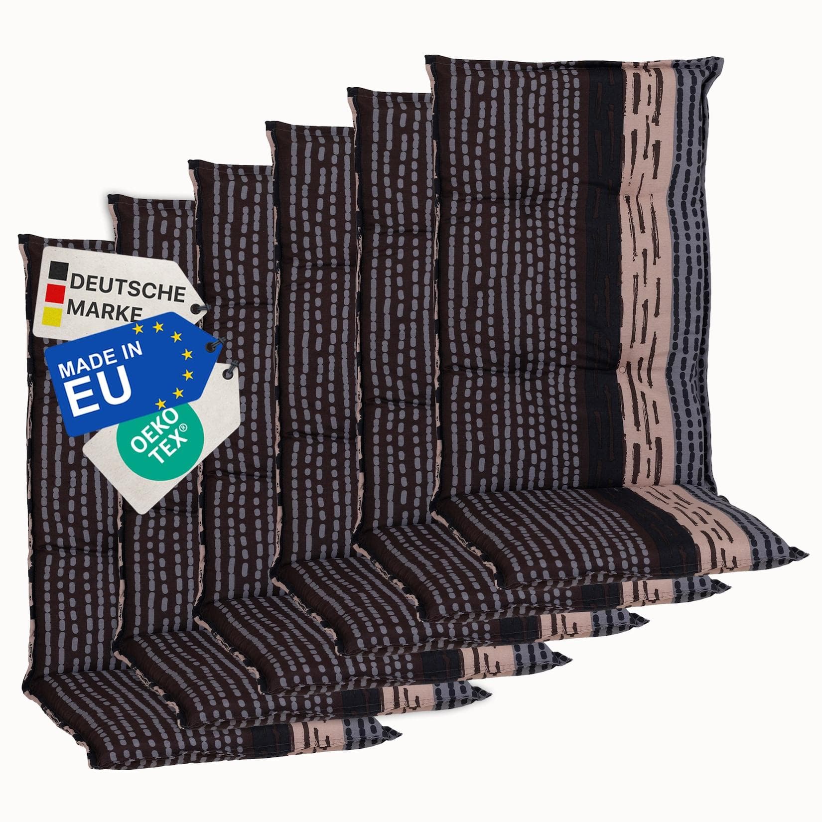 NYVI Gartenstuhl-Auflage Barcelona 6er Set Grau