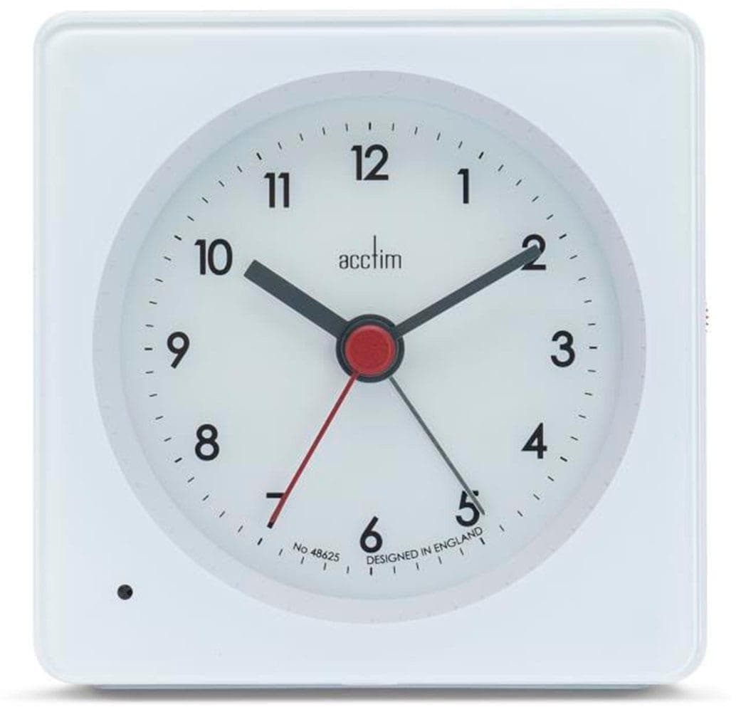 Wecker Acctim CHRISTOFFEL weiß mit Quarzwerk und Snooze