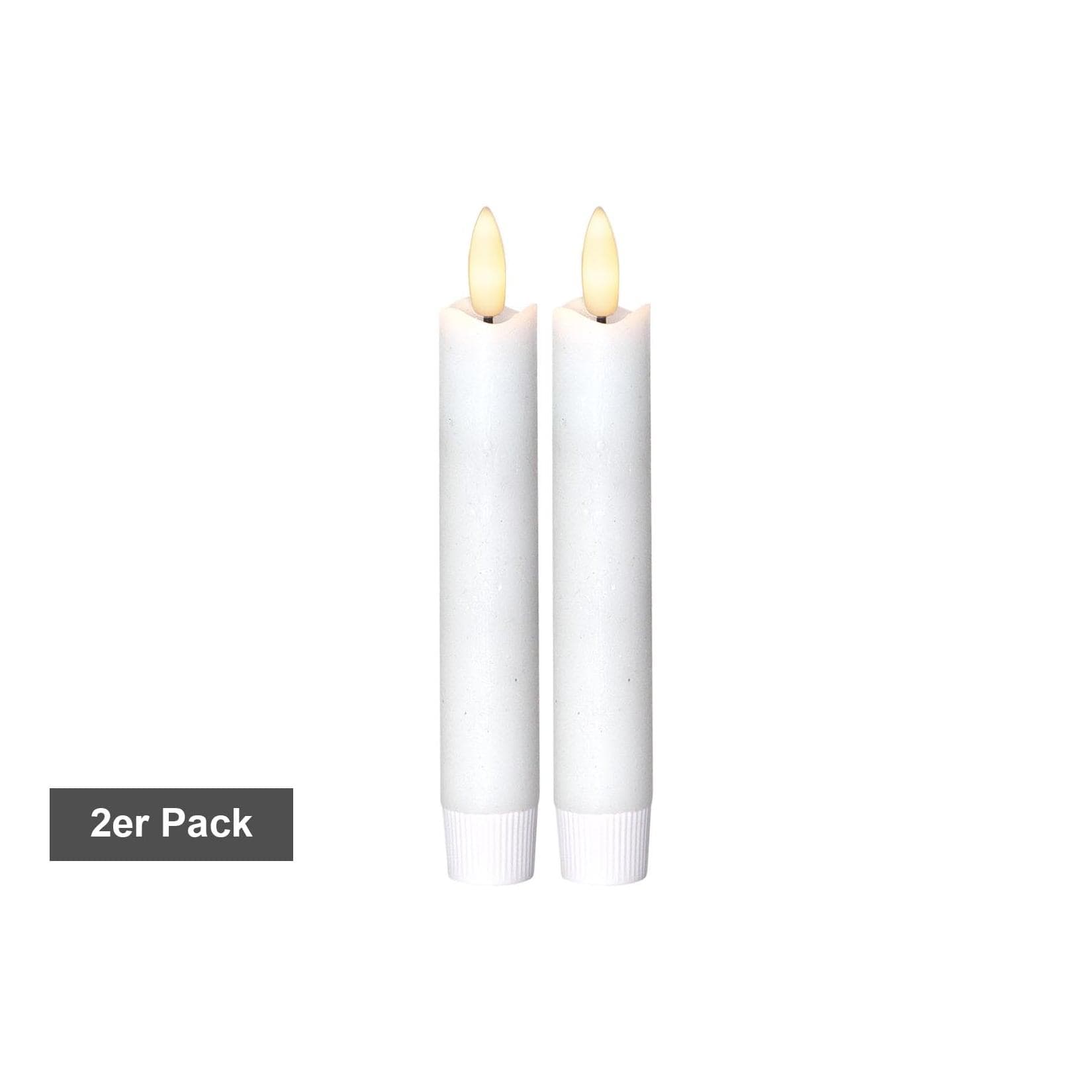 STAR TRADING LED-Kerze Flamme 2-tlg. Weiß 15cm Timer