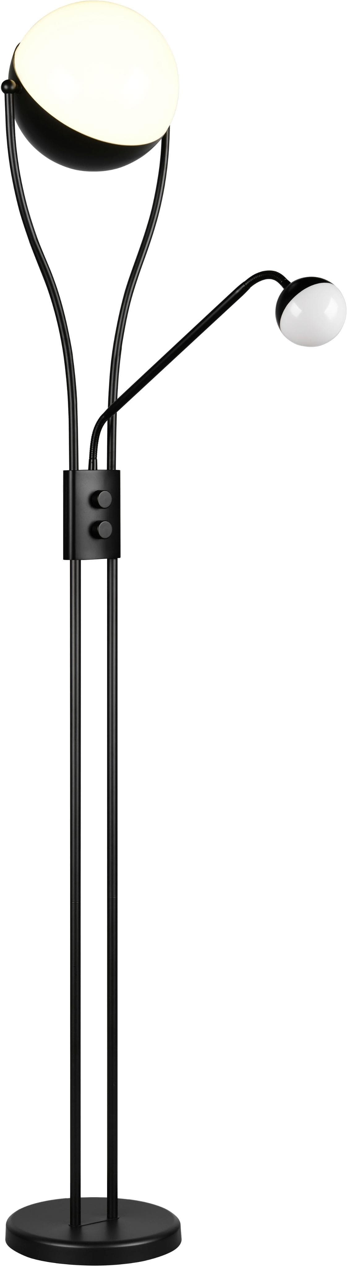 Trio LED-Stehleuchte Chris Schwarz Metall Leseleuchte Dimmer