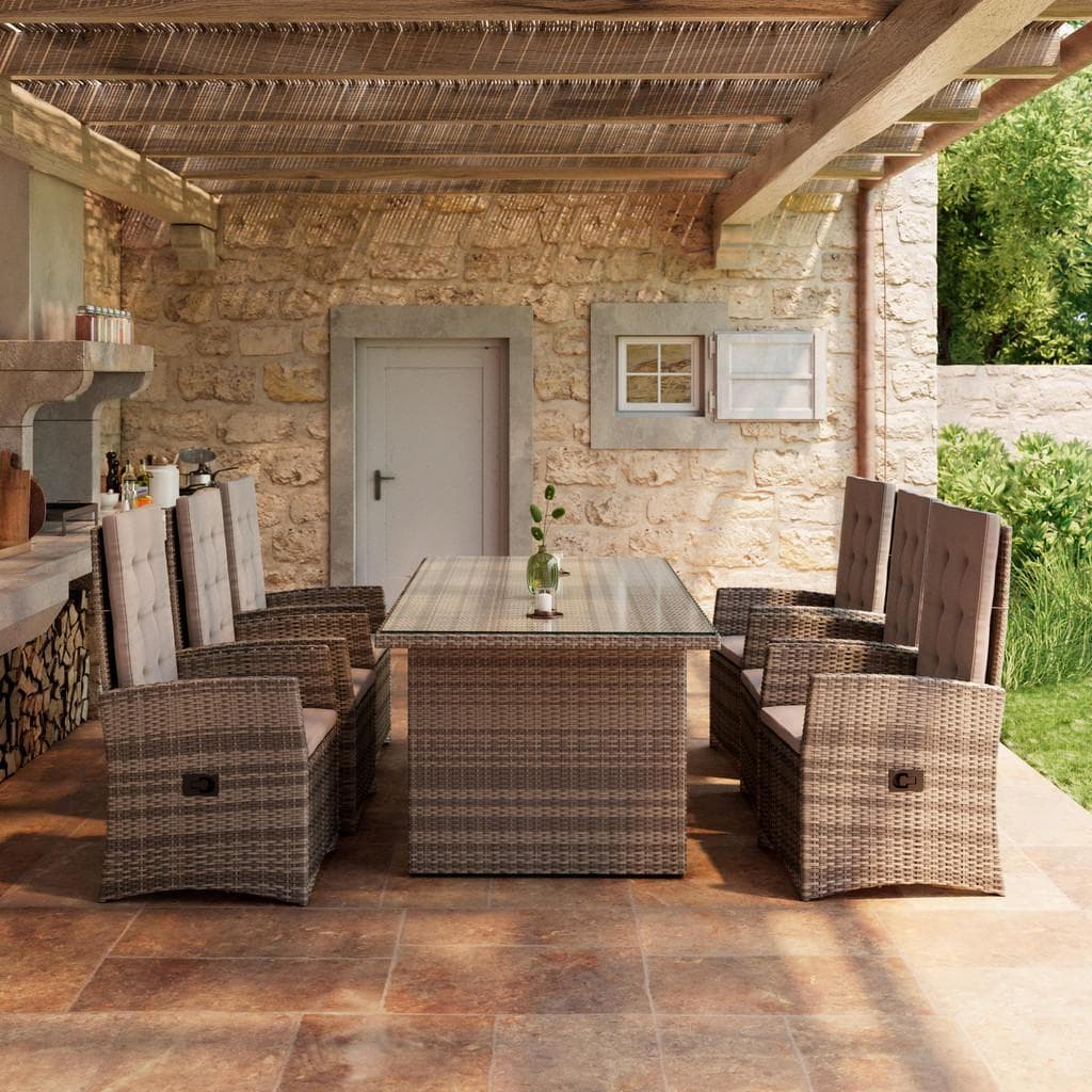 Ambia Garden Gartentischgruppe 7-tlg. Braun/Grau Metall Glas