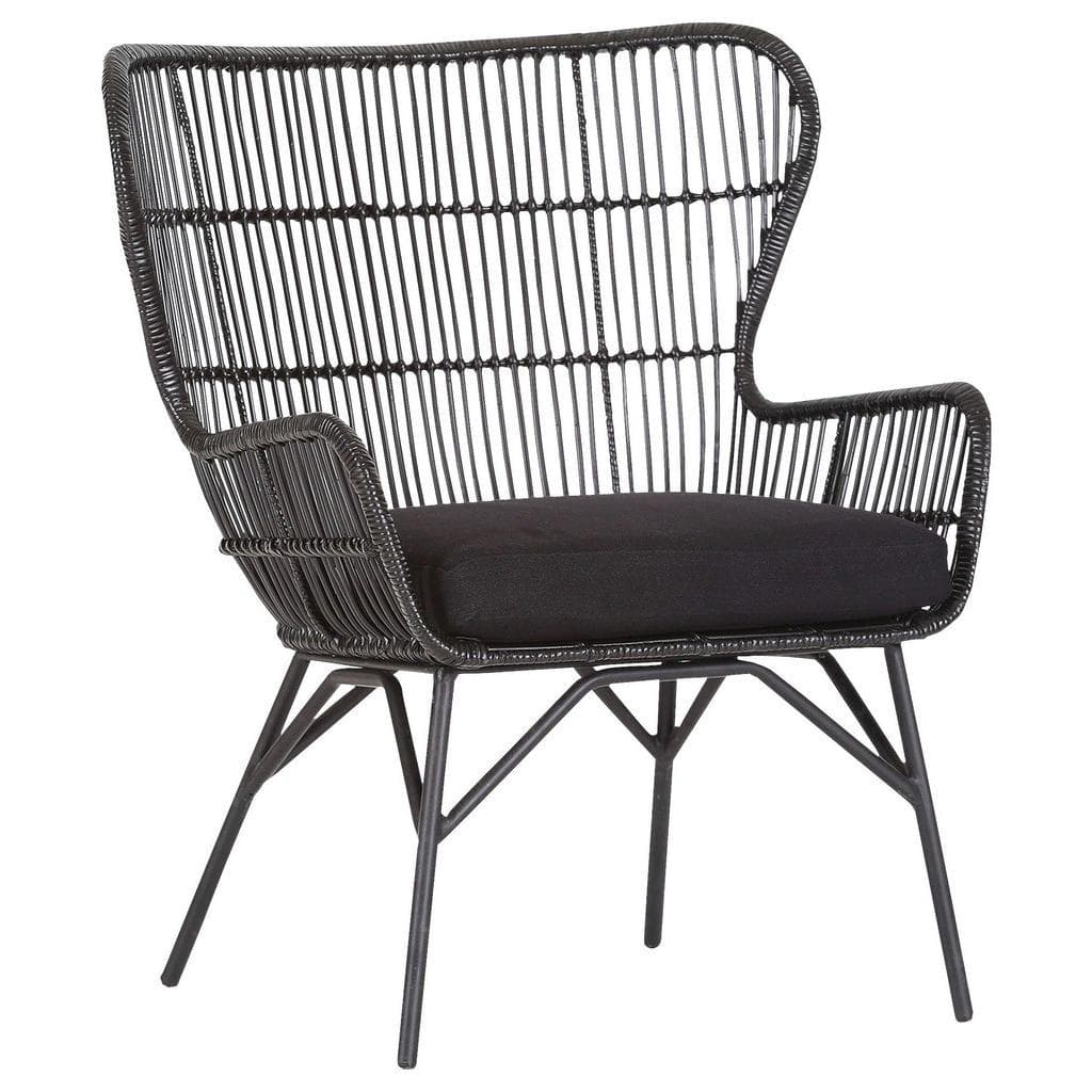 Landscape Ohrensessel Beachclub Schwarz Rattan