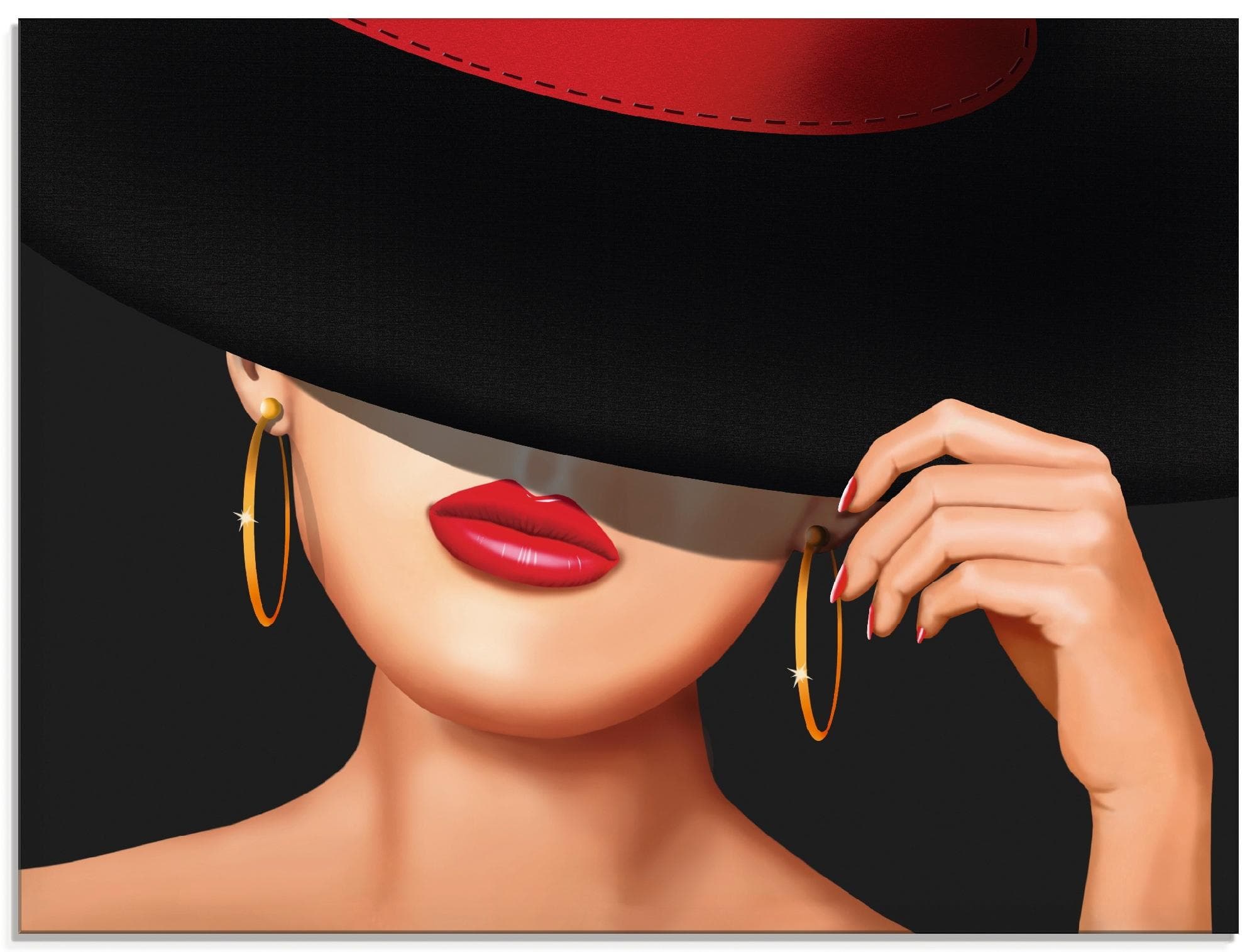 ARTLAND Glasbild "Die Lady von der Rennbahn" rot 80x60 cm