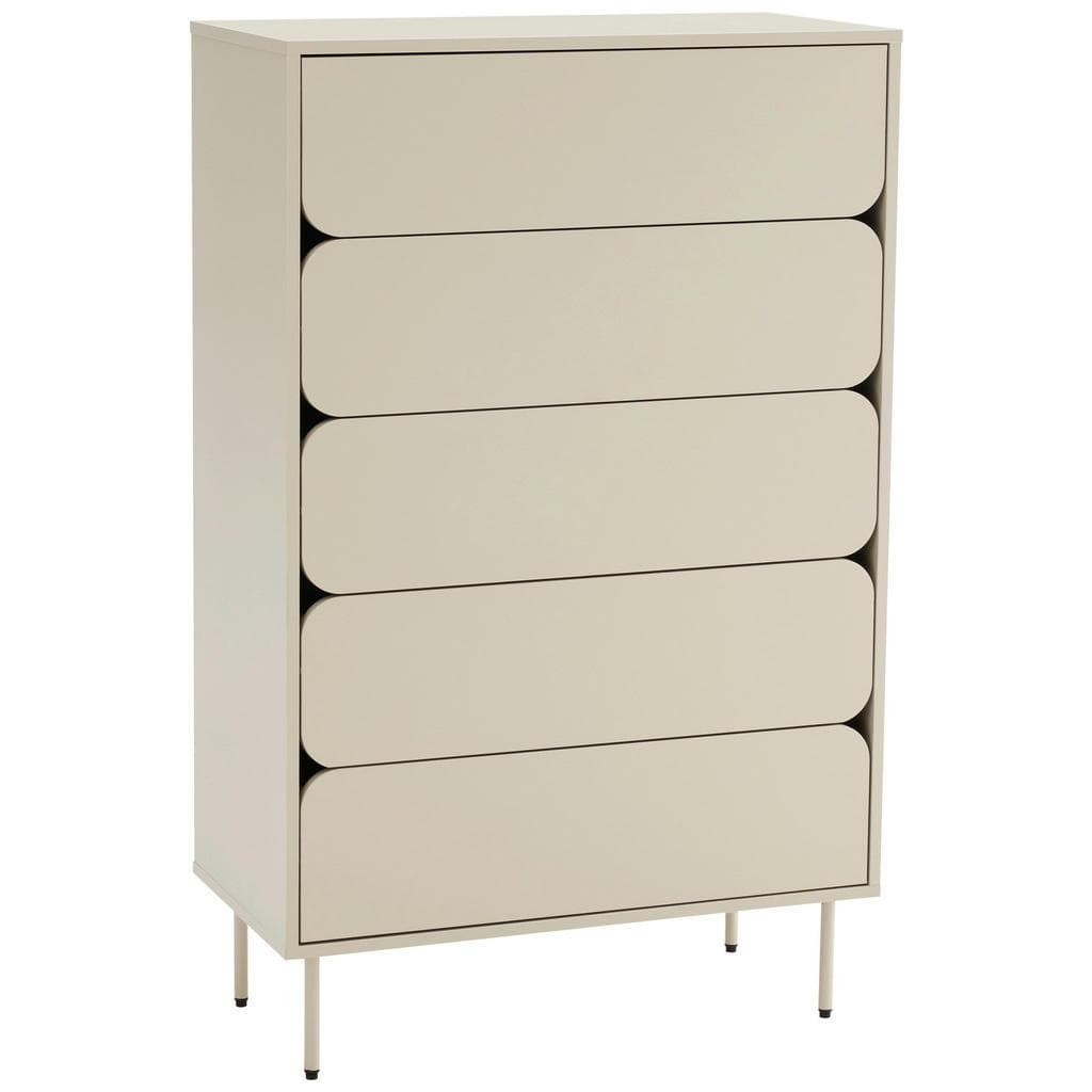 Xora Highboard Seidengrau Metall Holzwerkstoff 5 Schubladen