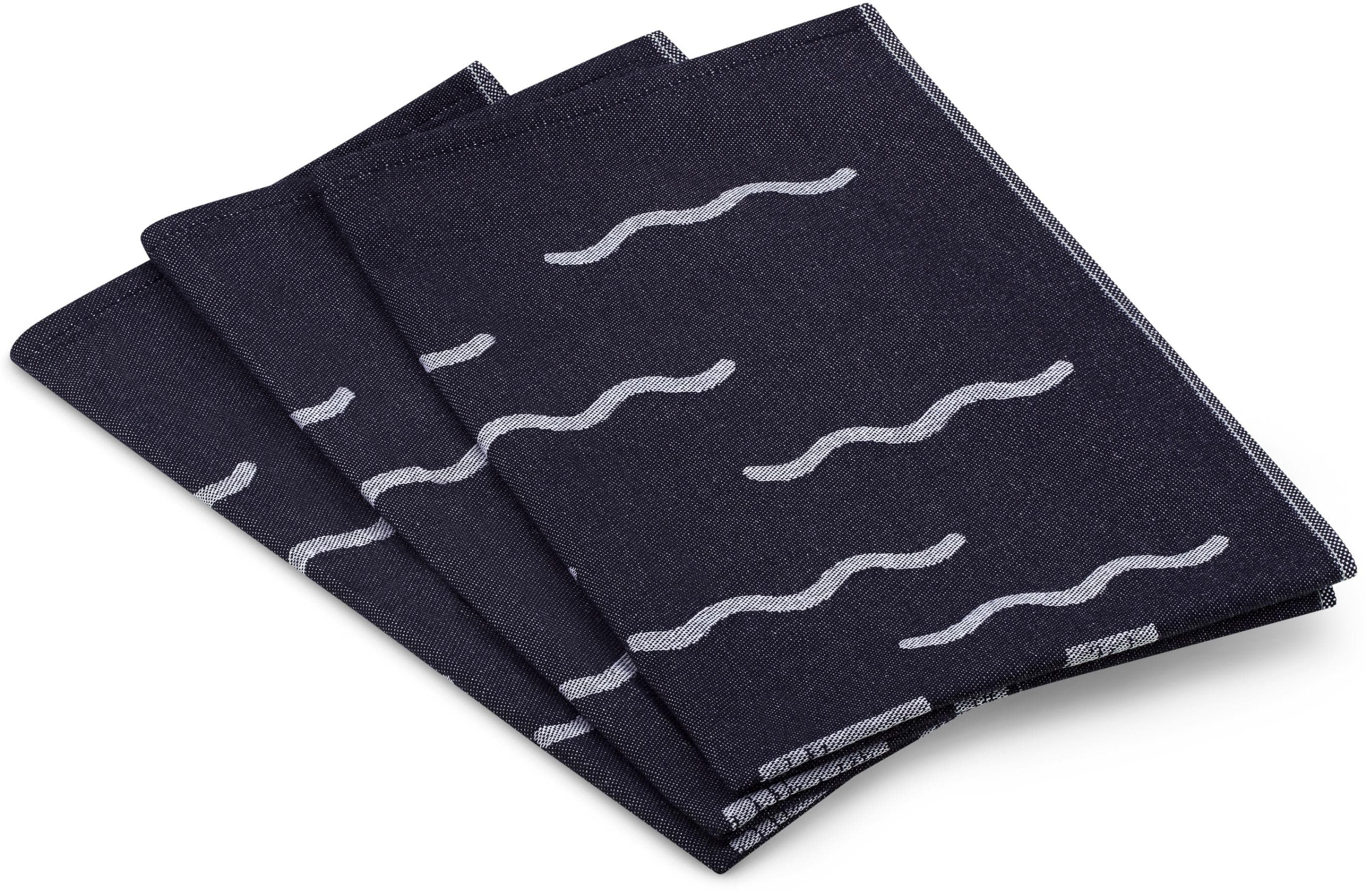 ROSS Geschirrtuch 3er-Pack Strandidylle Blau Wellen 100% Baumwolle