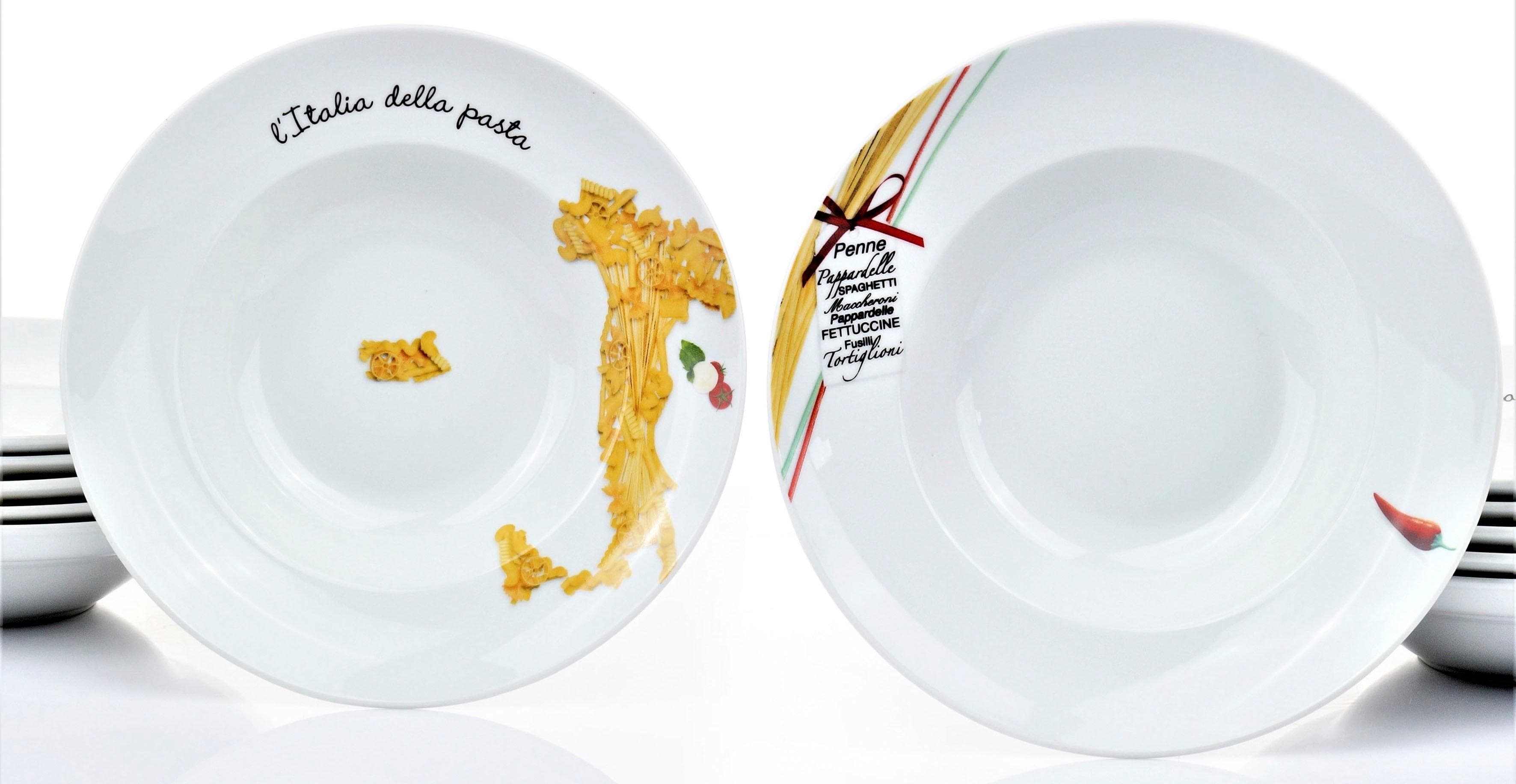 Pastateller aus Porzellan, mediterraner Stil, weiß, Ø 27 cm