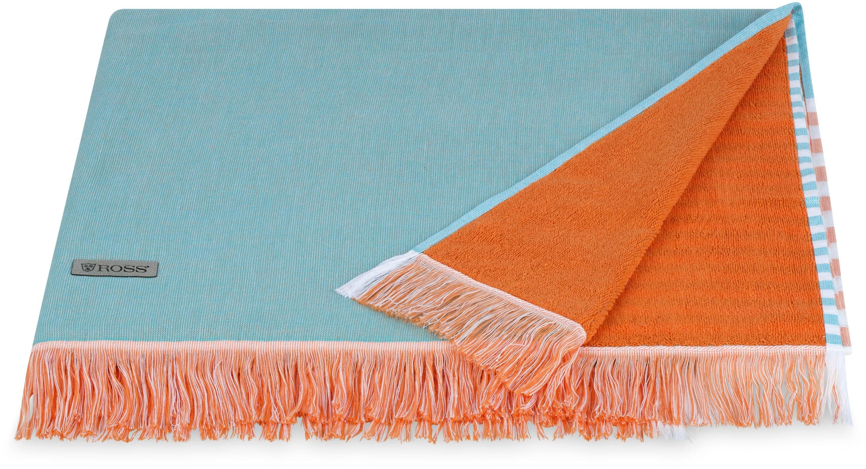 Hamamtuch ROSS - Türkis/Weiß/Orange - 90x180cm - Frottier