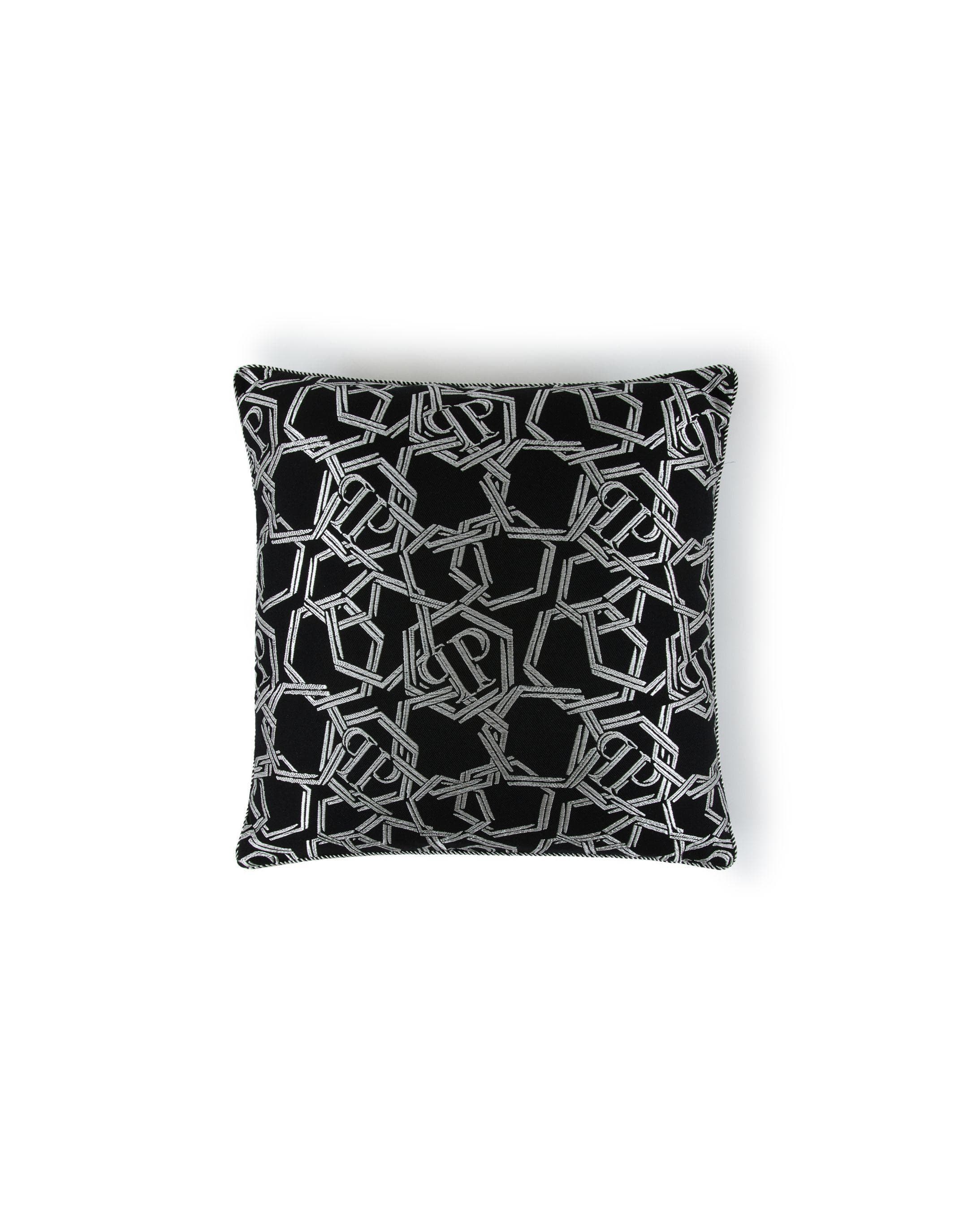 PHILIPP PLEIN Kissenbezug Jacquard Chains 60x60 Schwarz Silber
