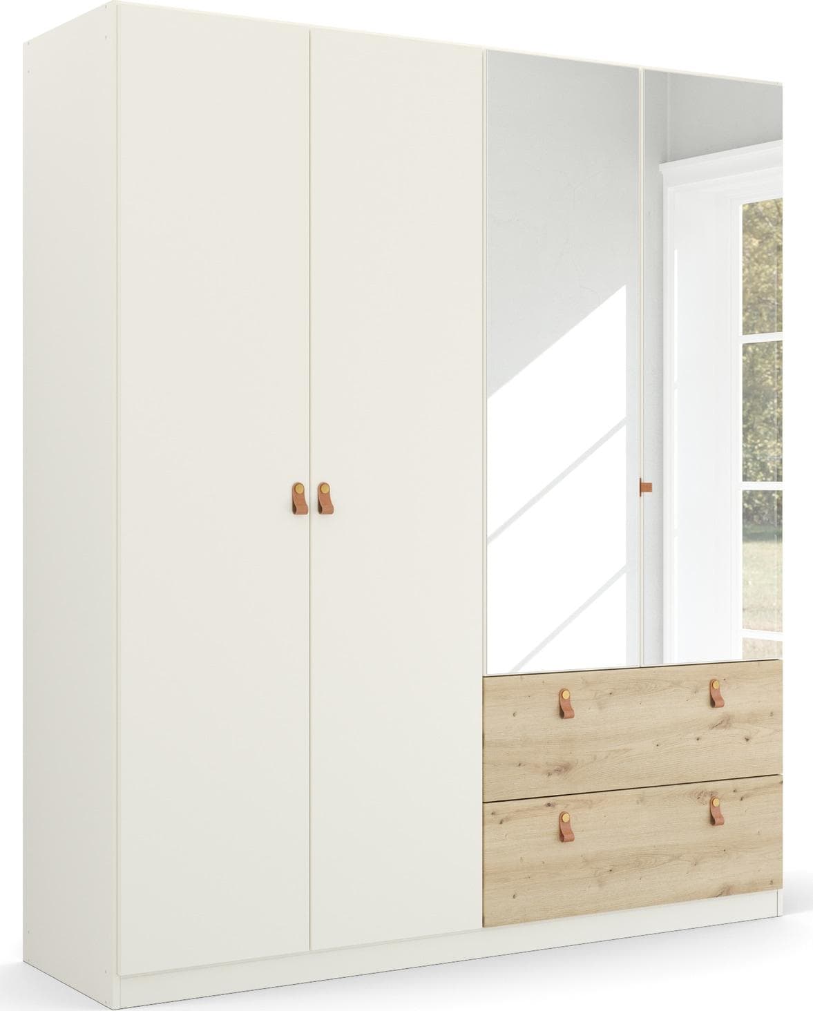 Rauch Drehtürenschrank HOMEY BY QUADRA SPIN Weiß Eiche Artisan