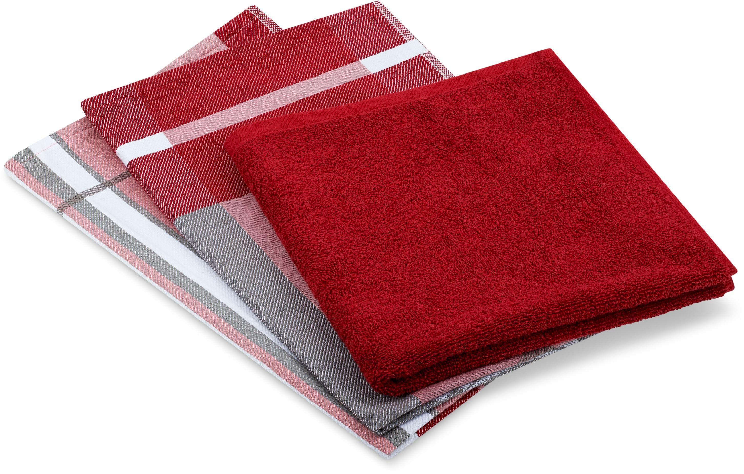 Geschirrtuch ROSS '1663 3er-Set mit Banderole - Rot